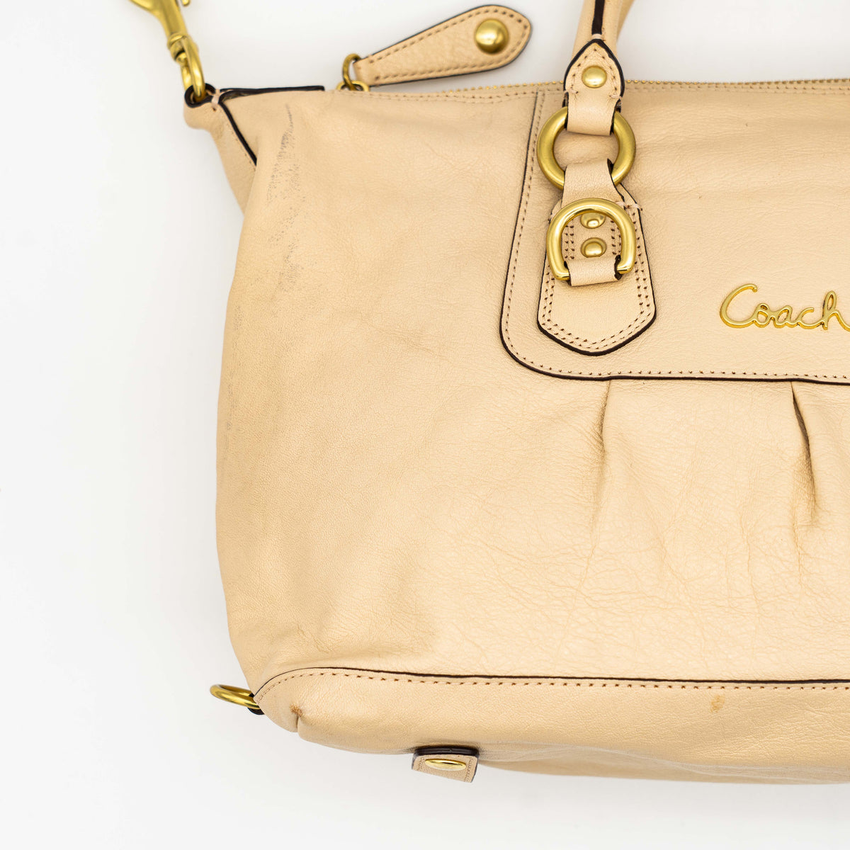 Coach 2Way Ashley Leather Satchel Handbag Beige