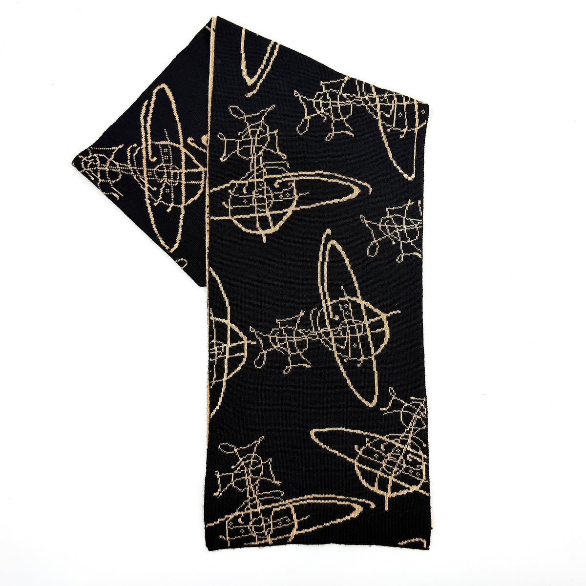 Vivienne Westwood Orb Monogram Reversible Scarf Beige/Black