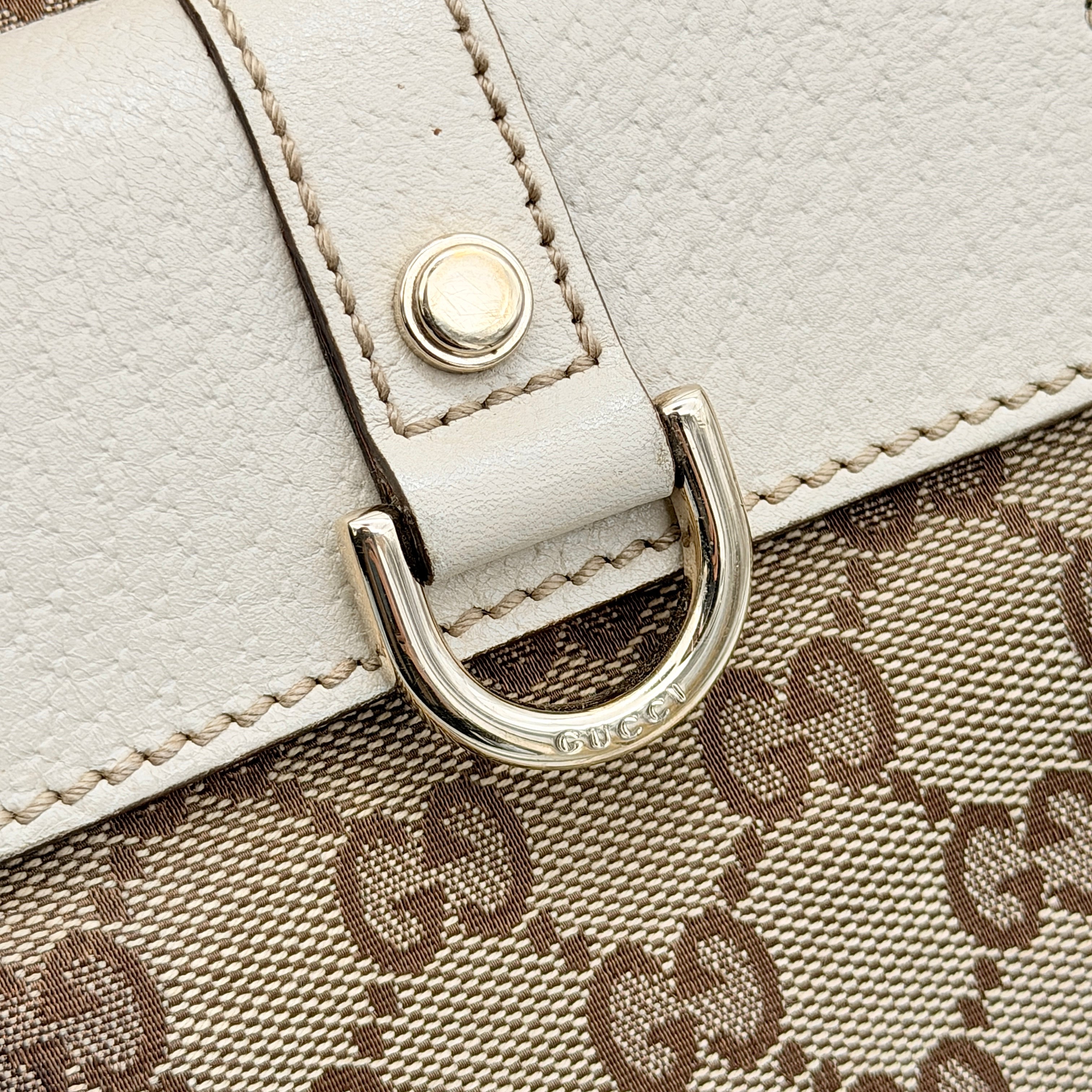 Gucci GG Monogram Hobo Shoulder Bag Beige/White