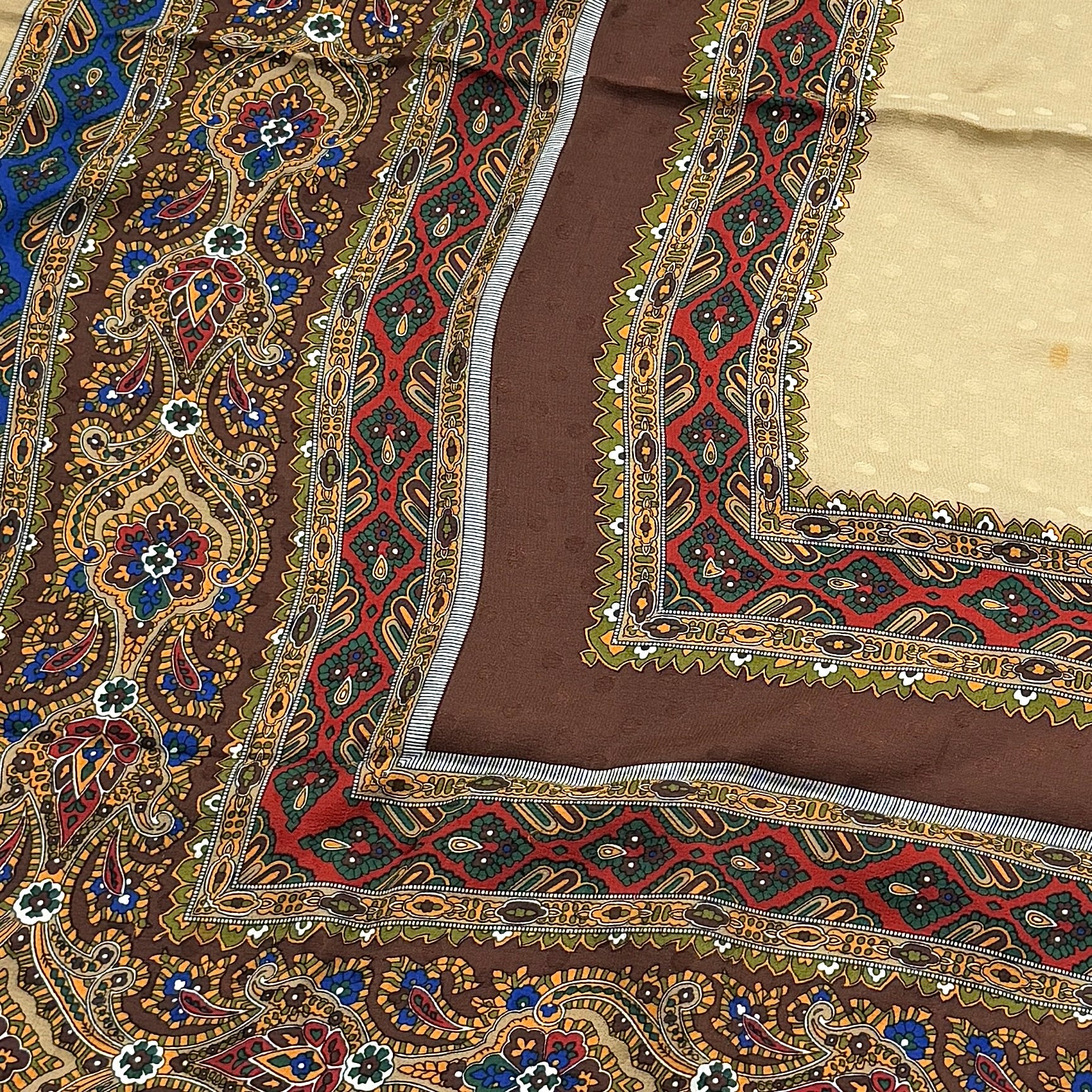 YSL Saint Laurent Paisley Silk Scarf Multicolor