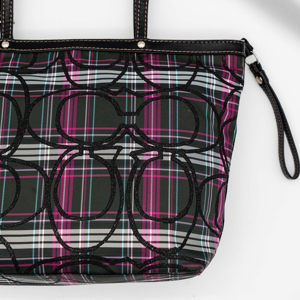 Coach Signature Poppy Tartan Tote Bag Multi