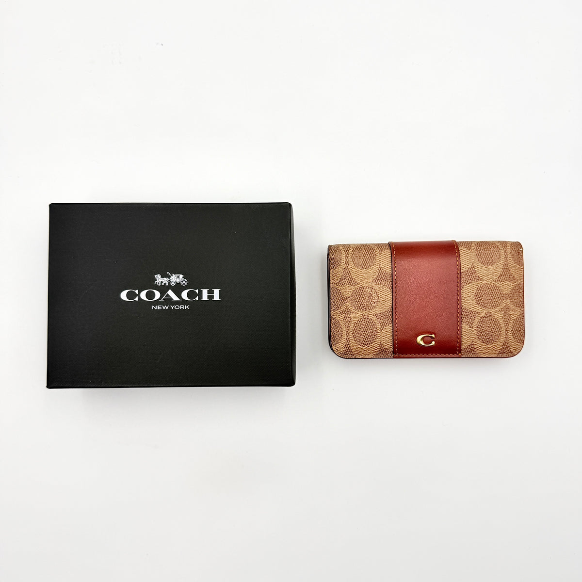 Coach Signature Stripe Essential Slim Card Case Brown