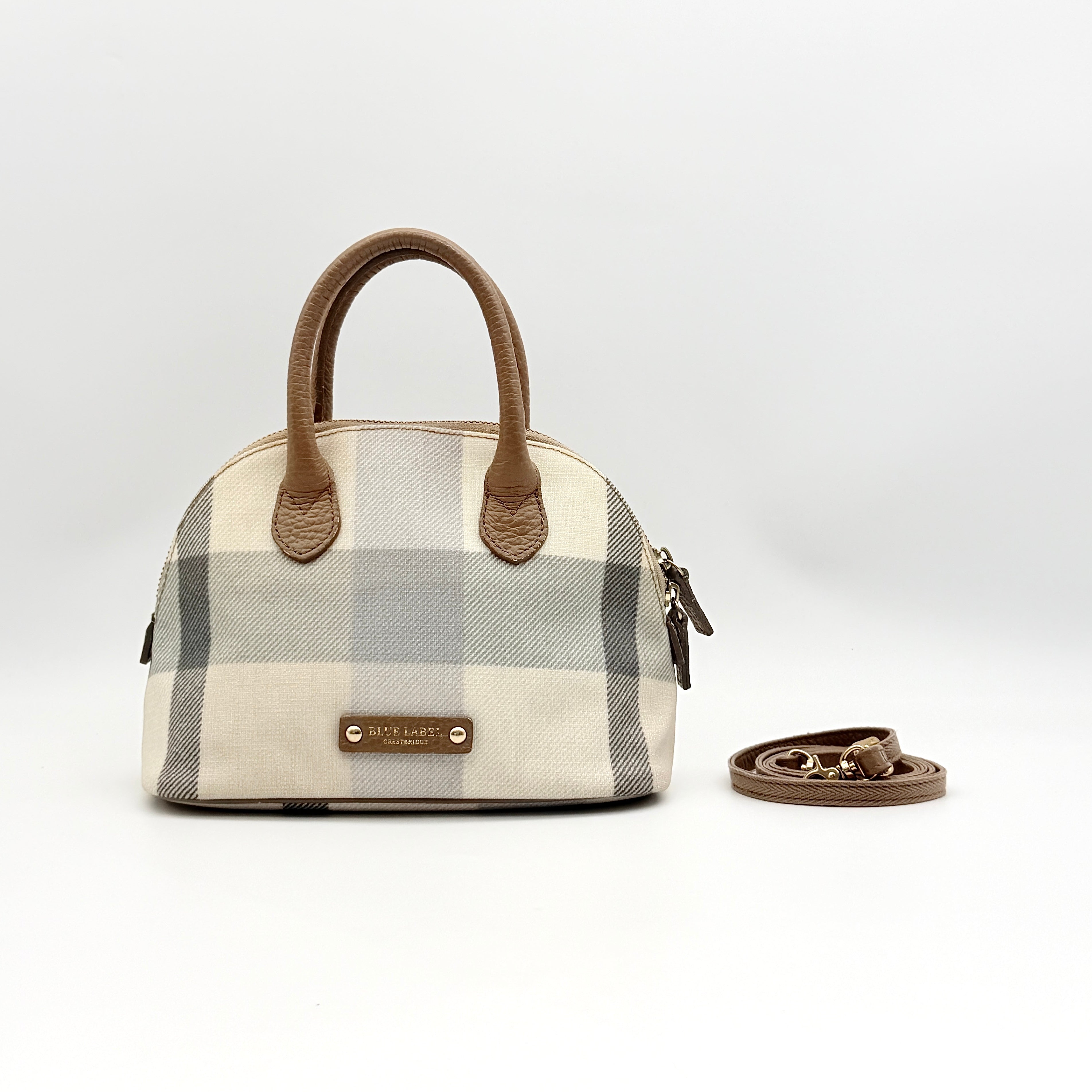 Burberry Blue Label 2Way Dome Check Shoulder Bag White/Brown