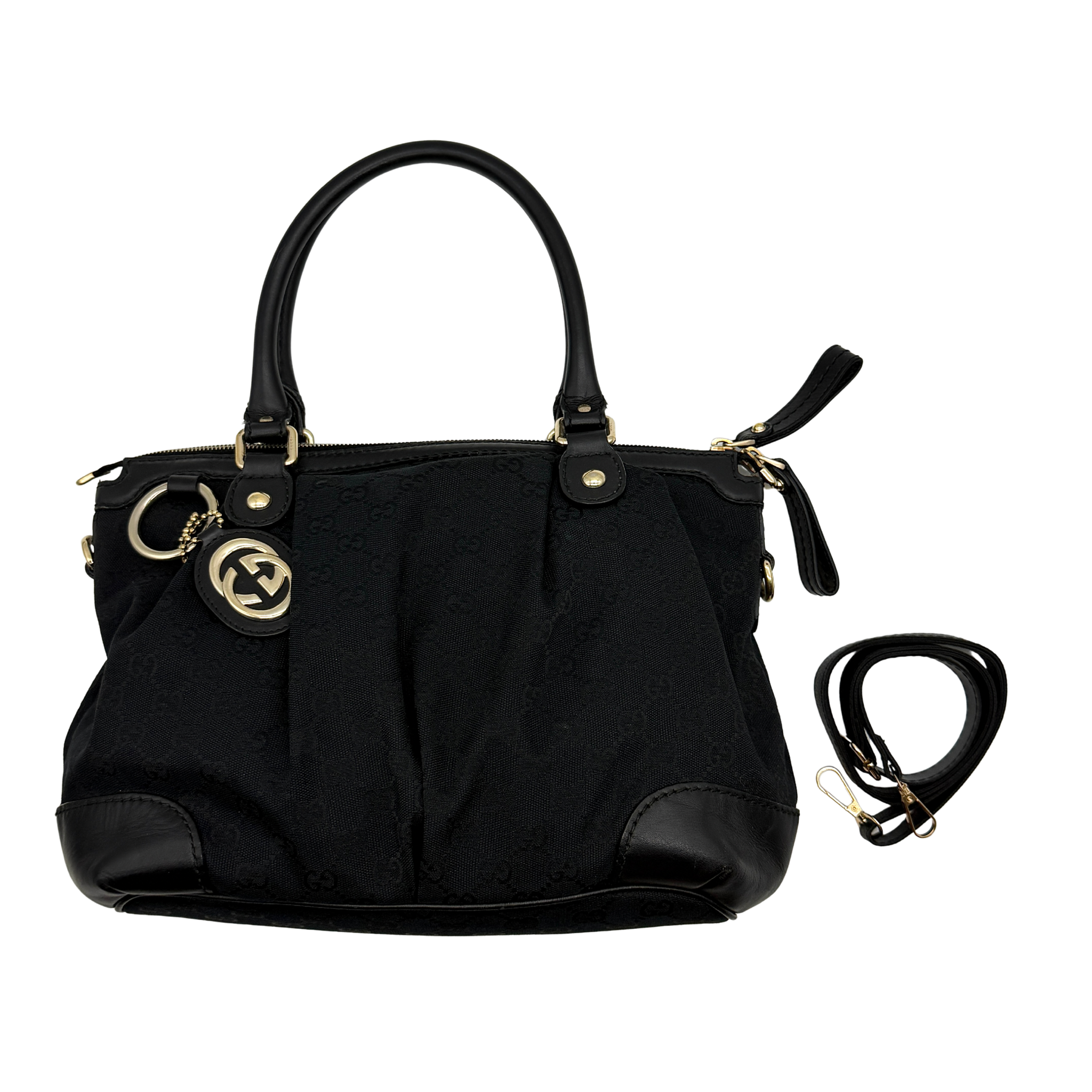 Gucci GG Monogram Shoulder Bag Black