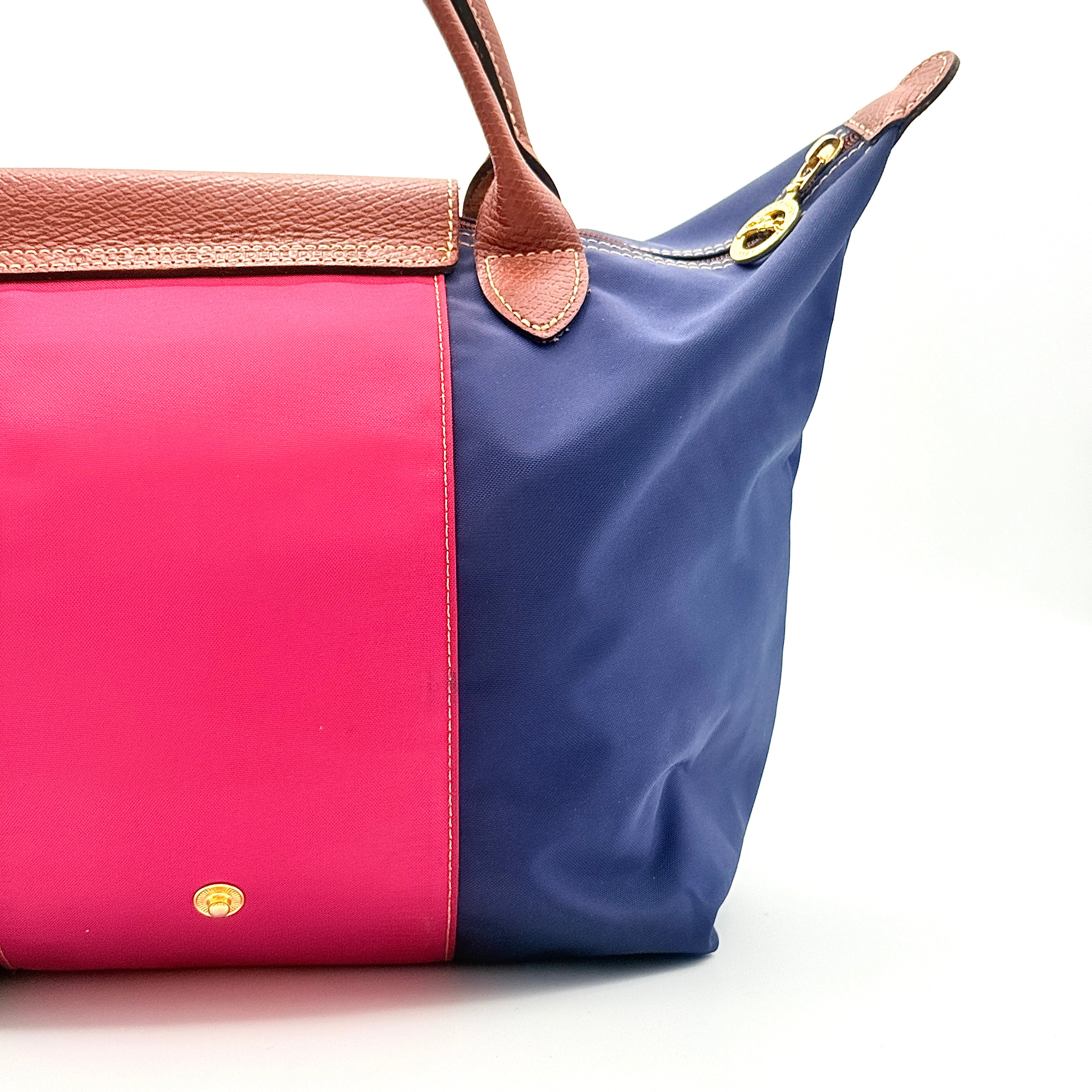 Longchamp Le Pliage Nylon Tote Bag Blue/Pink