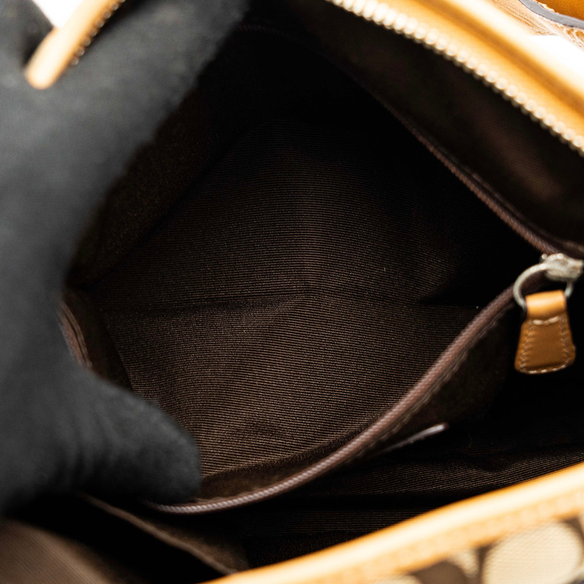 Coach 2Way Signature Sufflette Shoulder Bag Beige/Tan