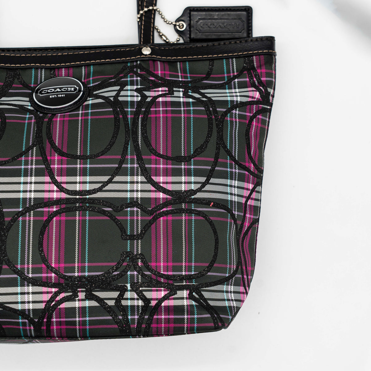 Coach Signature Poppy Tartan Tote Bag Multi