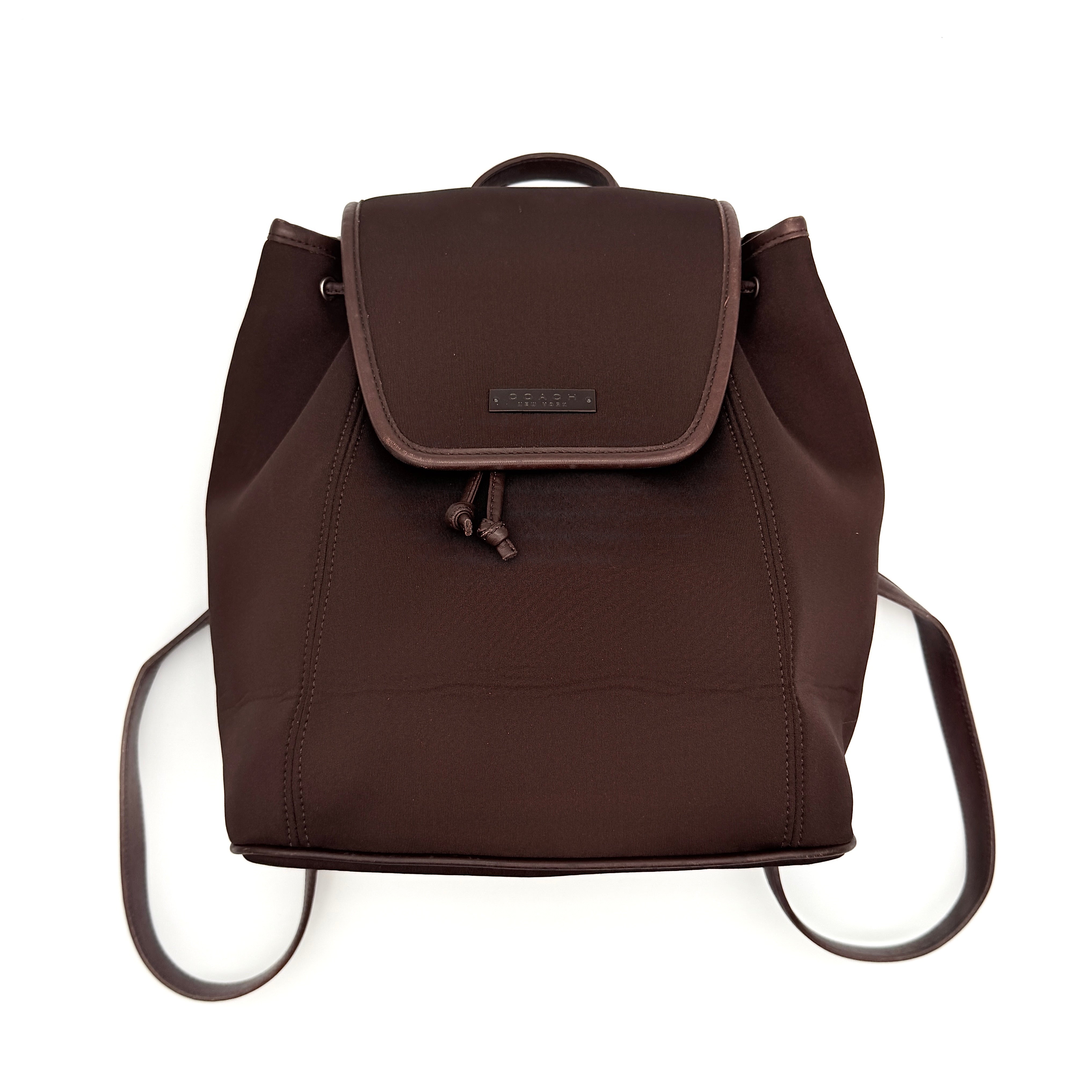 Coach Neoprene Drawstring Backpack Brown