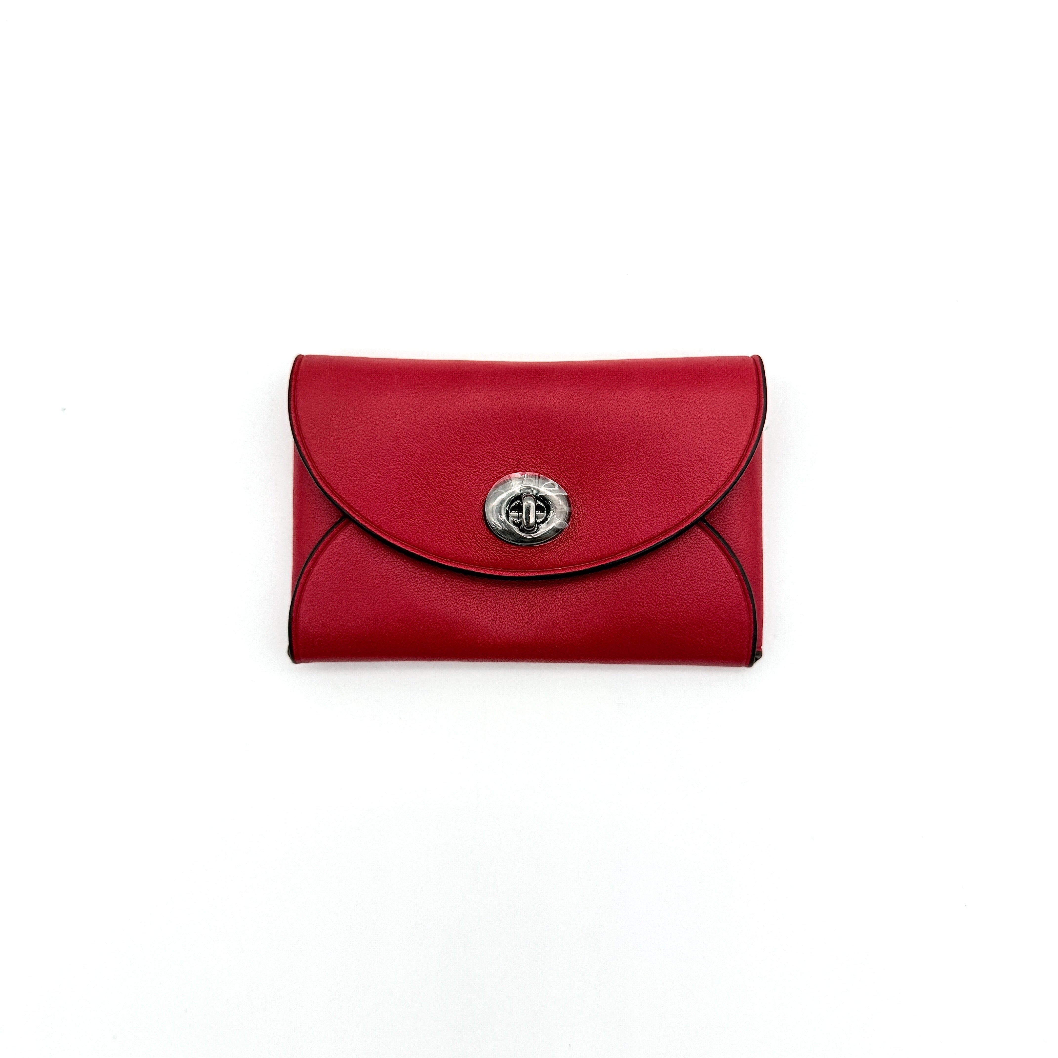 Coach Dinosaur Turnlock Card Case Red