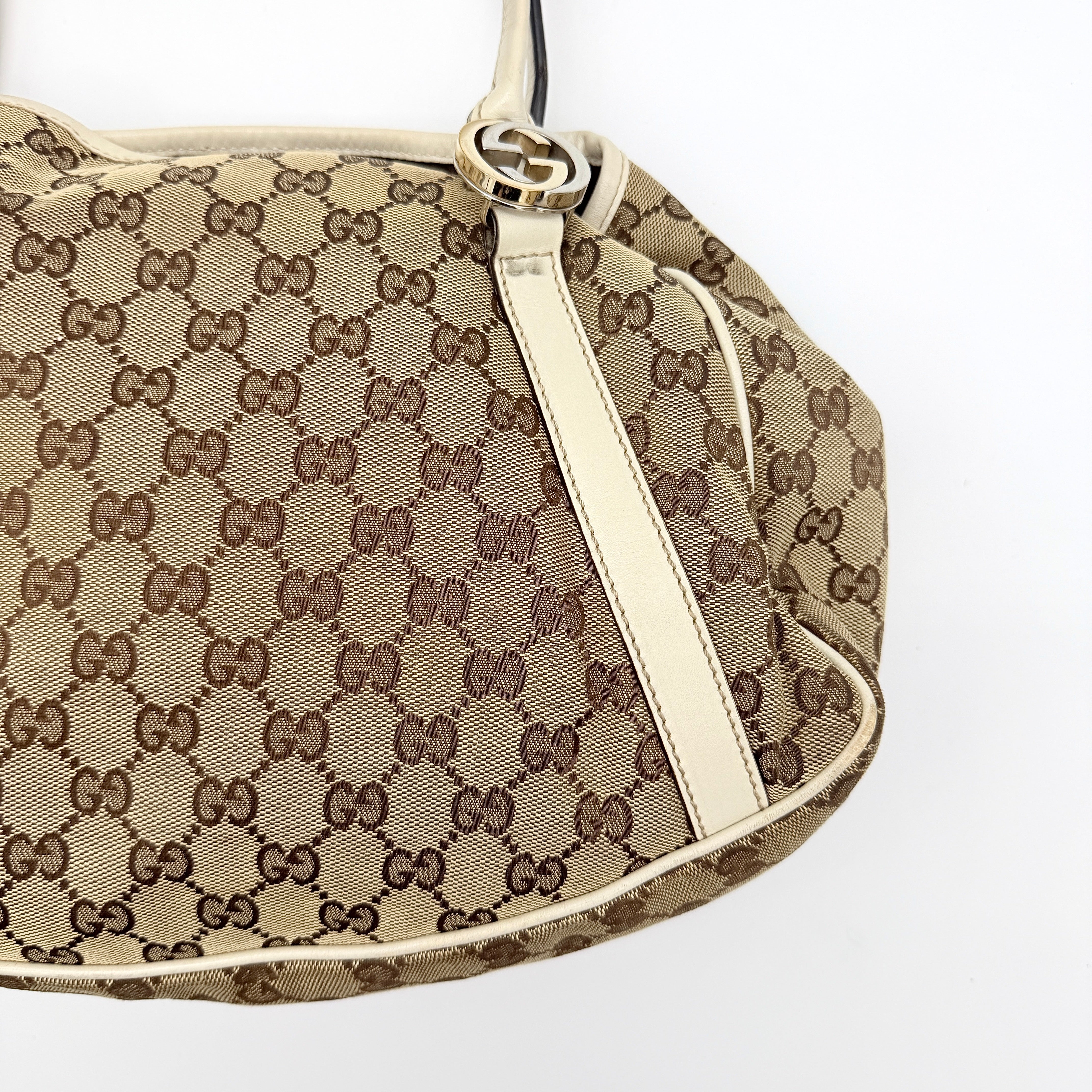 Gucci GG Monogram Twins Shoulder Bag Beige/White