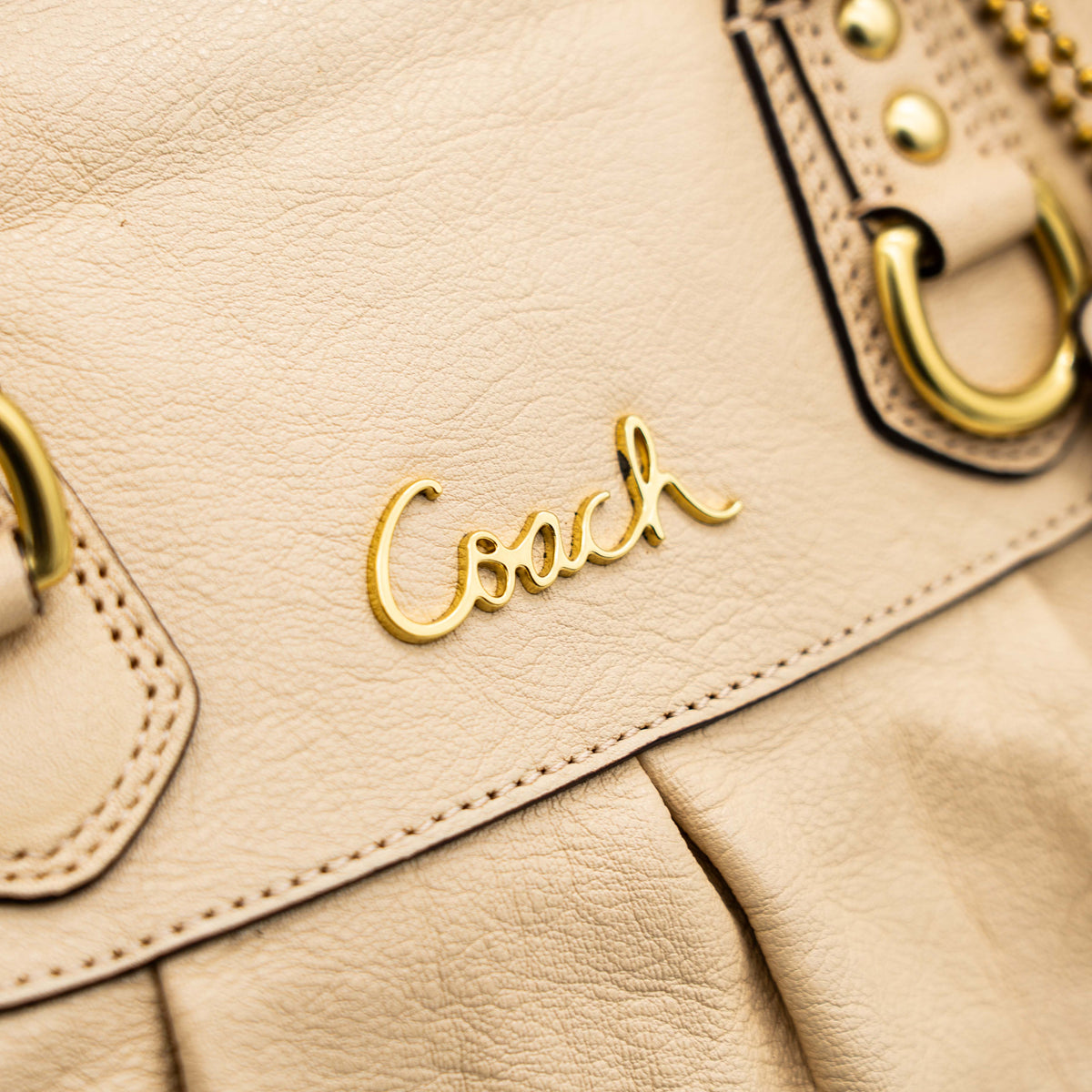 Coach 2Way Ashley Leather Satchel Handbag Beige