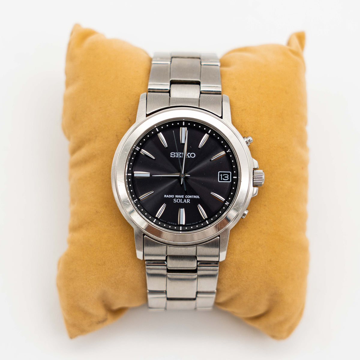 Seiko 7B52-0AF0 Black Dial Stainless Steel Watch