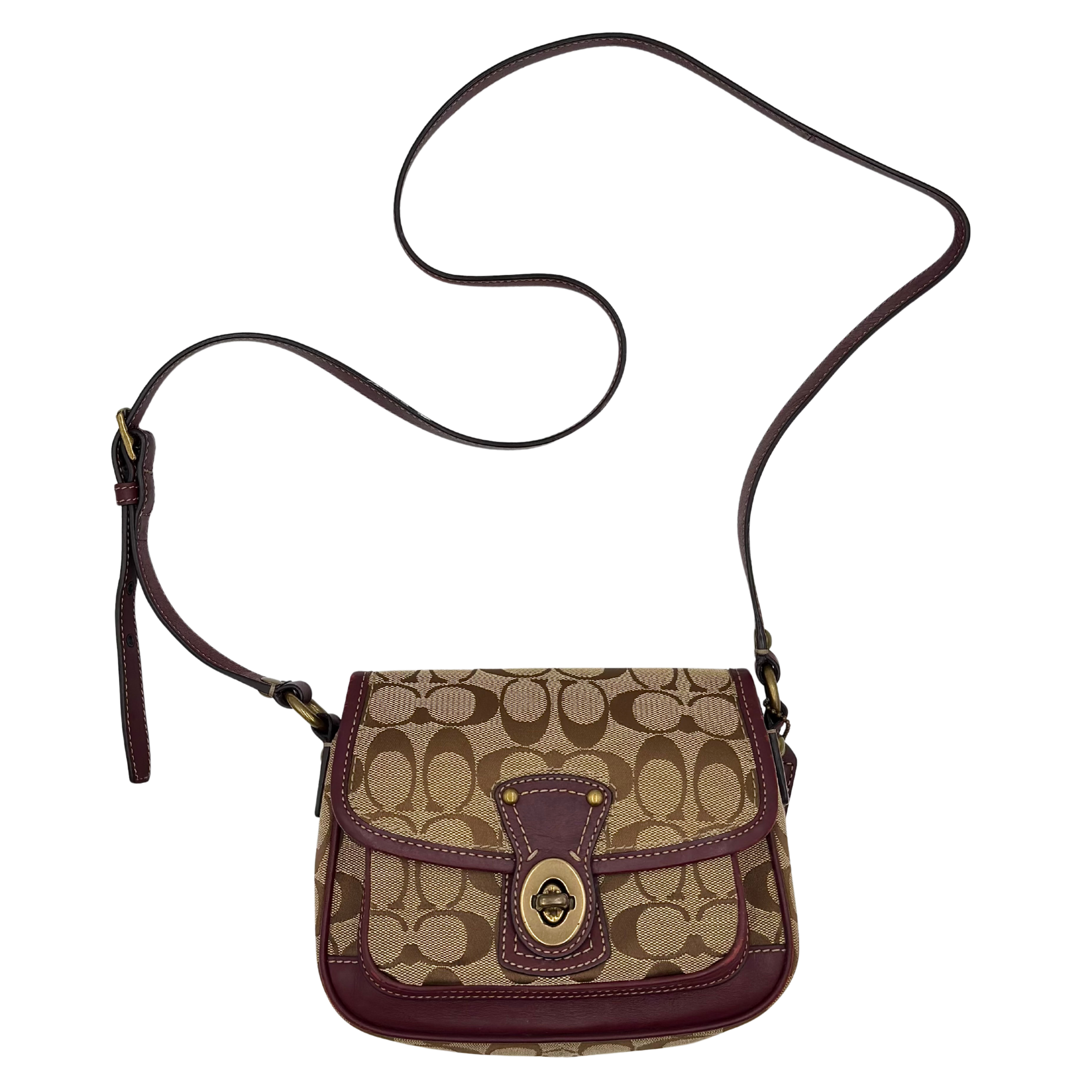 Coach Signature Turnlock Crossbody Bag Purple/Beige