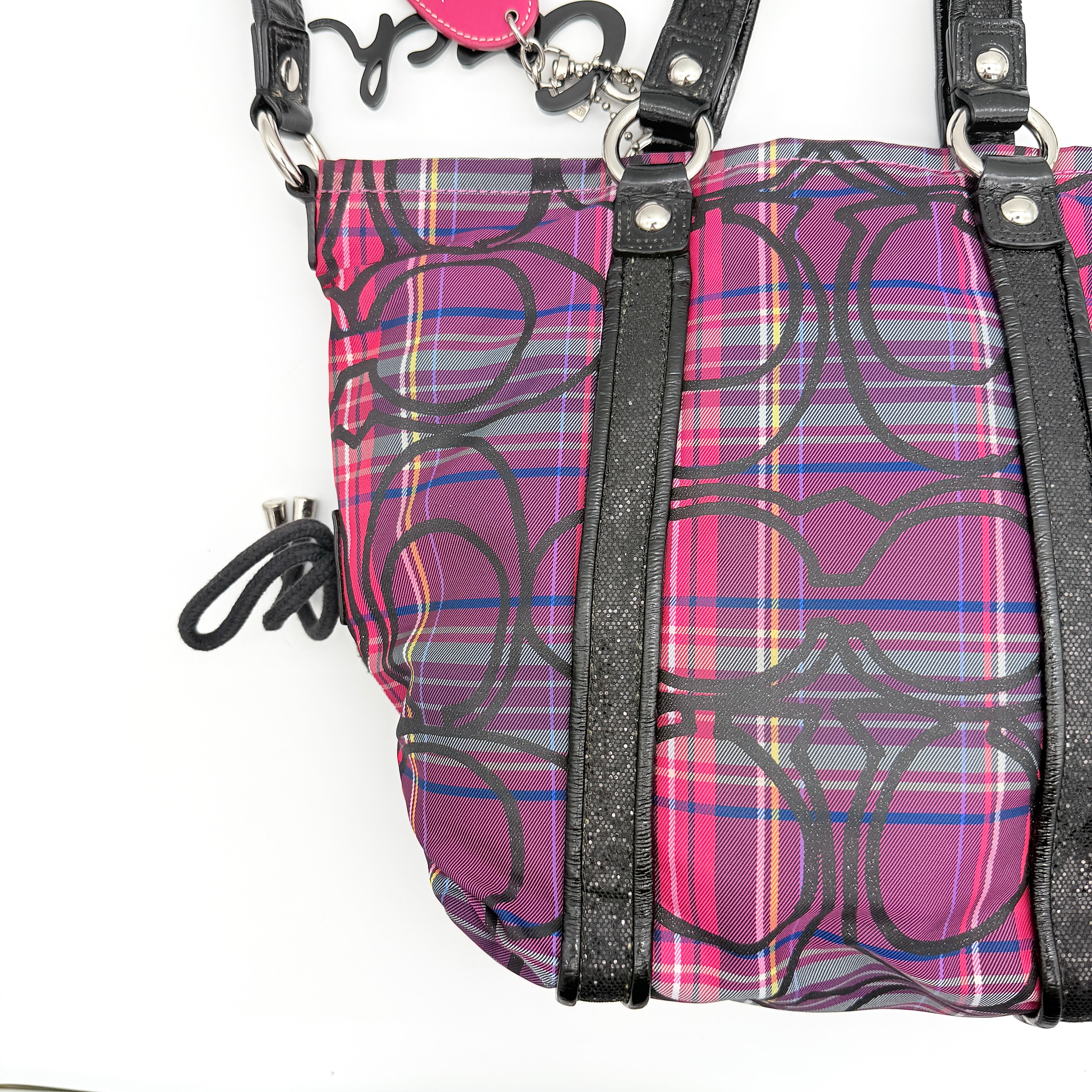 Coach 2Way Poppy Tartan Shoulder Bag Multi