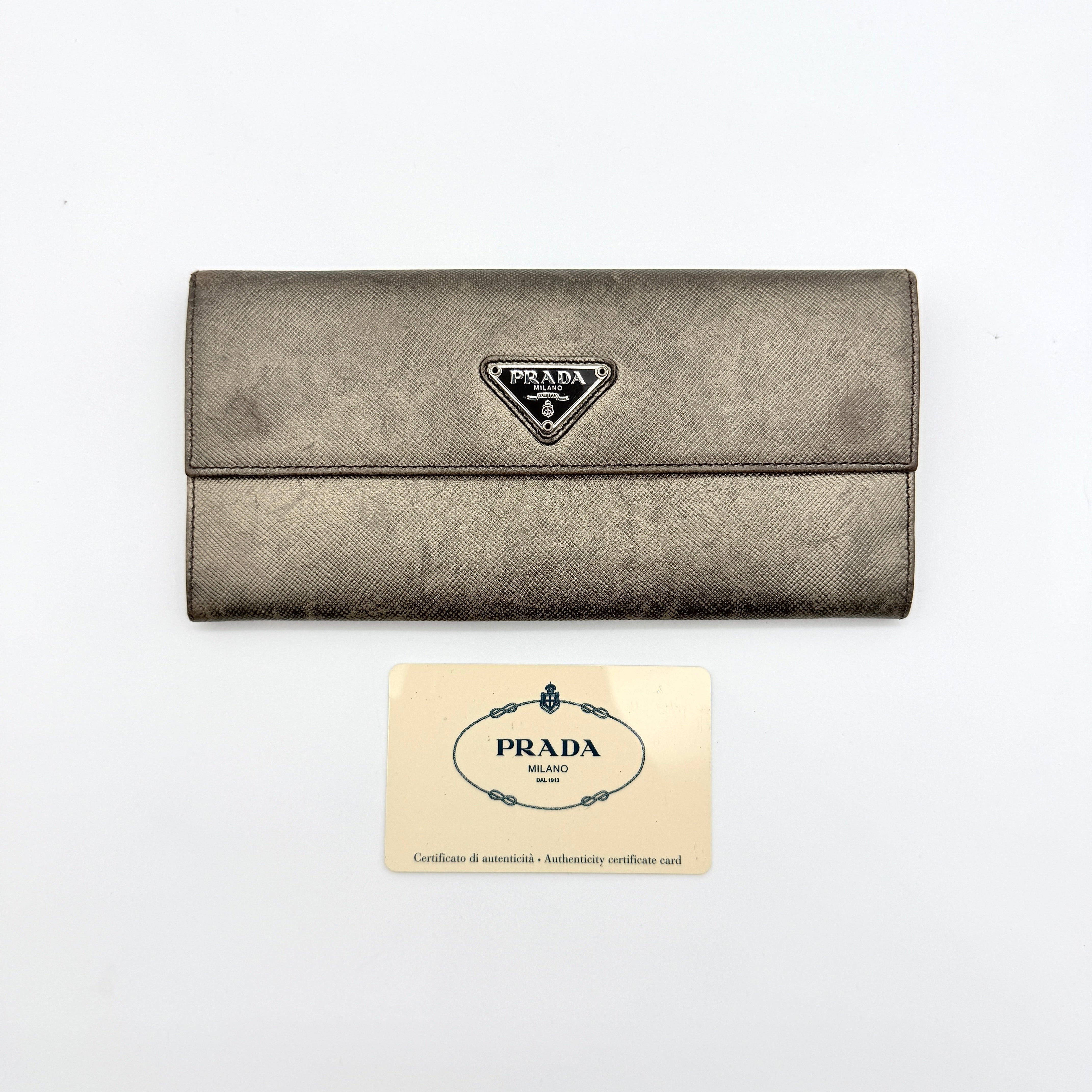 Prada Saffiano Metallic Leather Long Wallet