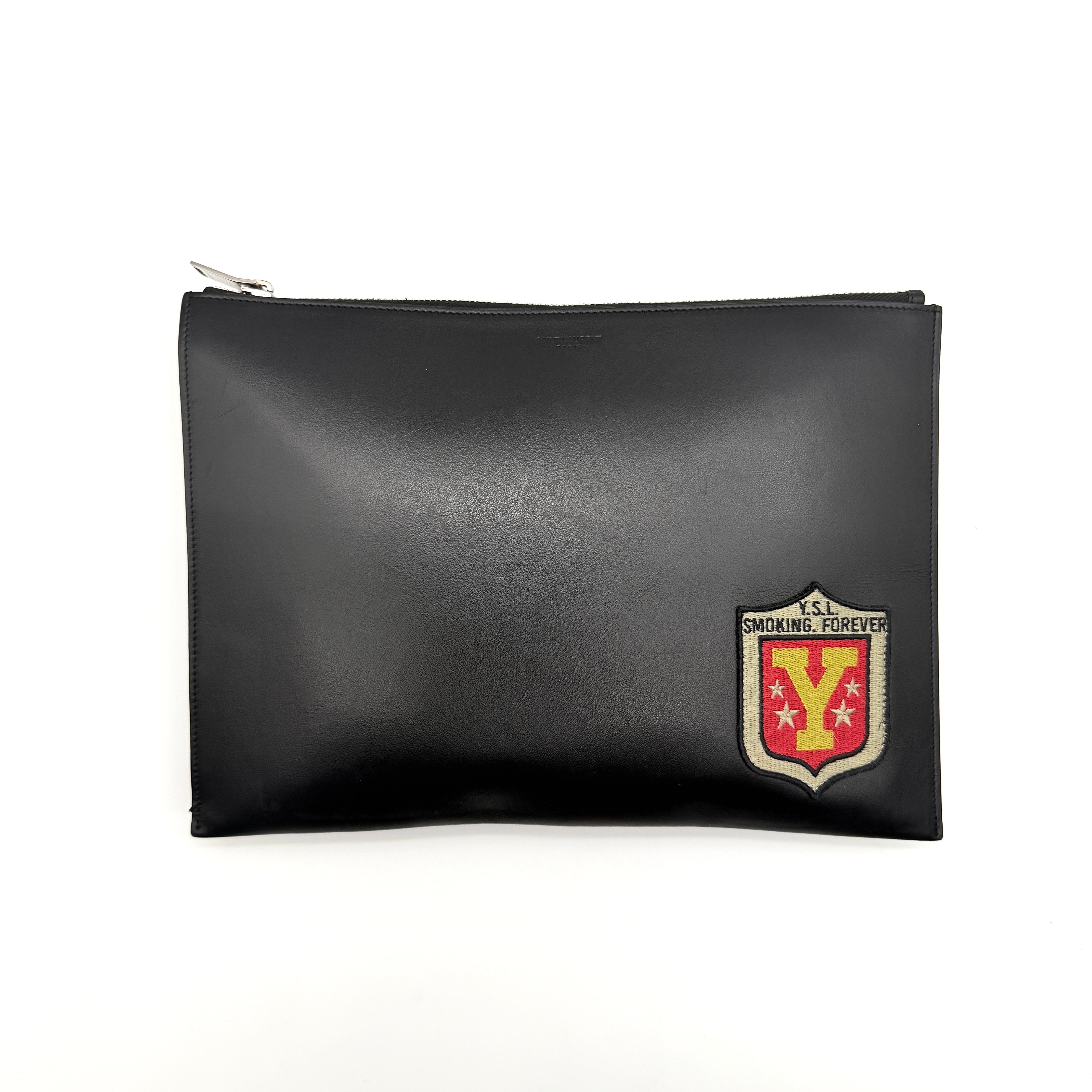 YSL Saint Laurent Paris Smoking Forever Clutch Bag Black