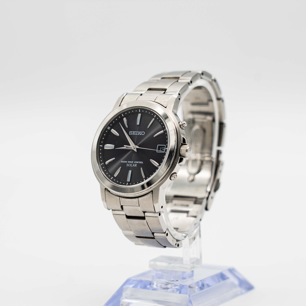 Seiko 7B52-0AF0 Black Dial Stainless Steel Watch