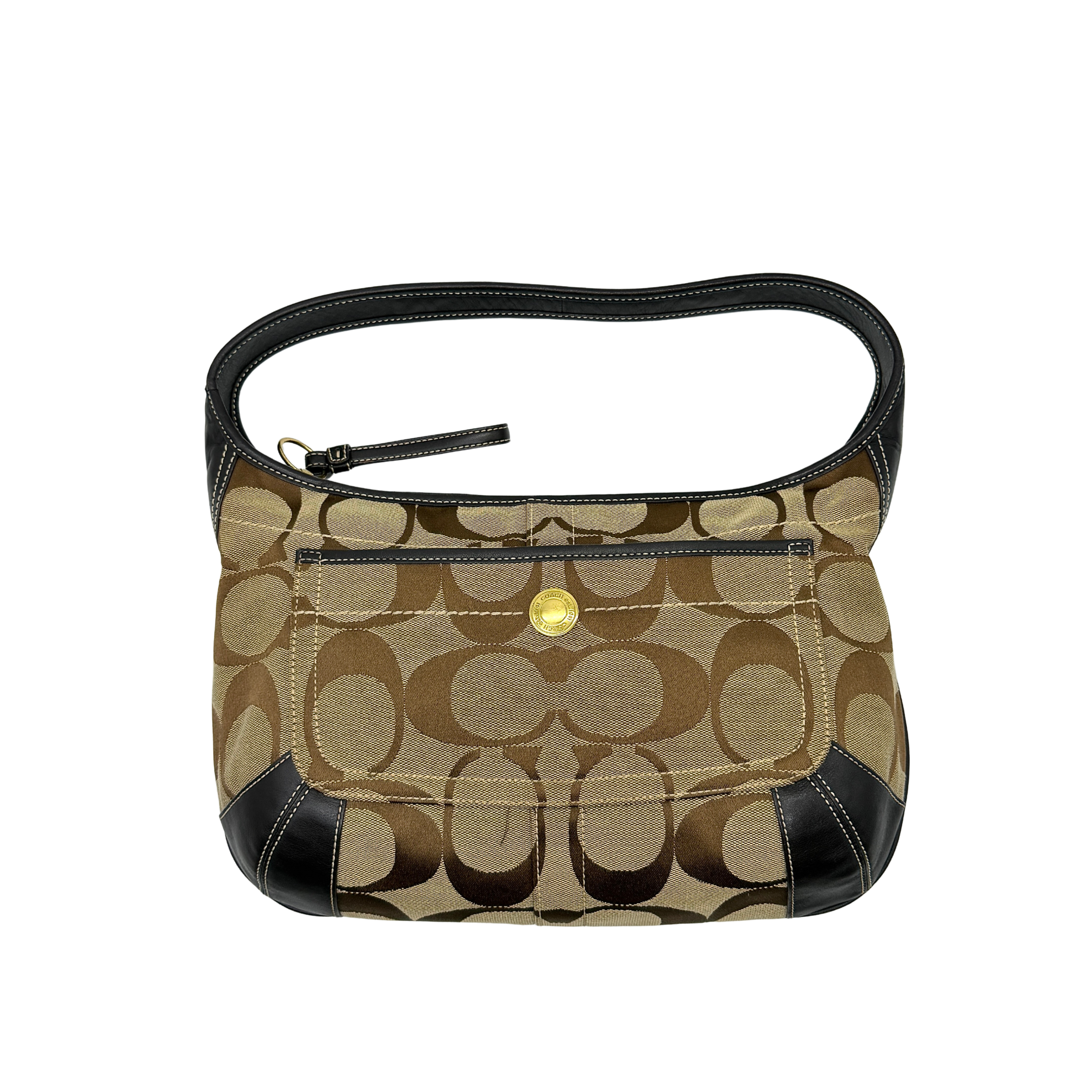 Coach Signature Ergo Shoulder Bag Beige/Black