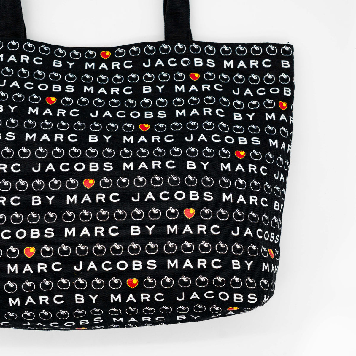 Marc by Marc Jacobs Monogram Apple Heart Tote Bag Black/White