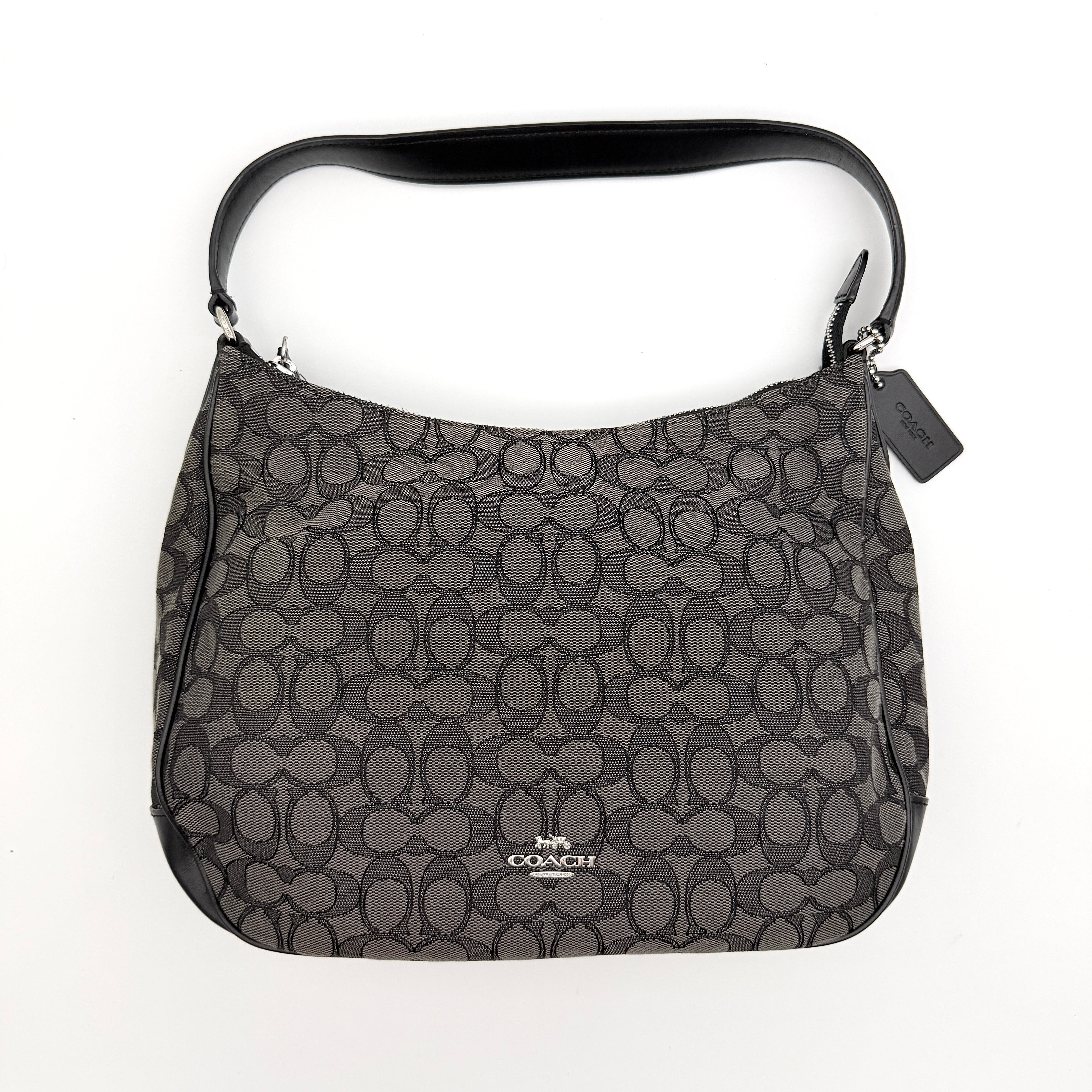 Coach Signature Hobo Shoulder Bag Grey/Black