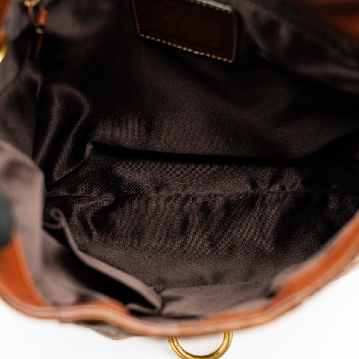 Coach Signature Embossed Hampton Hobo Shoulder Bag Brown
