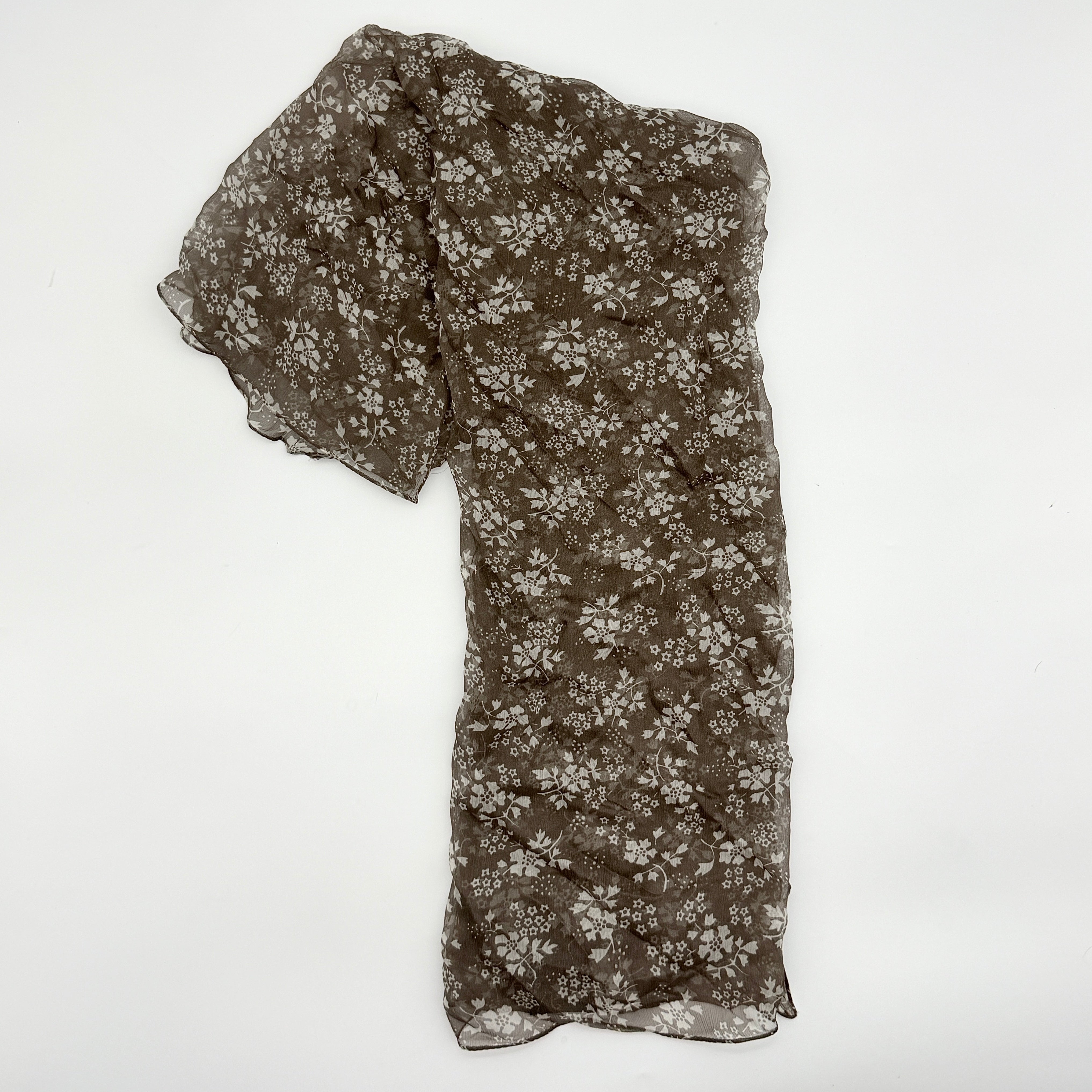Needles Floral Brown Silk Scarf Brown