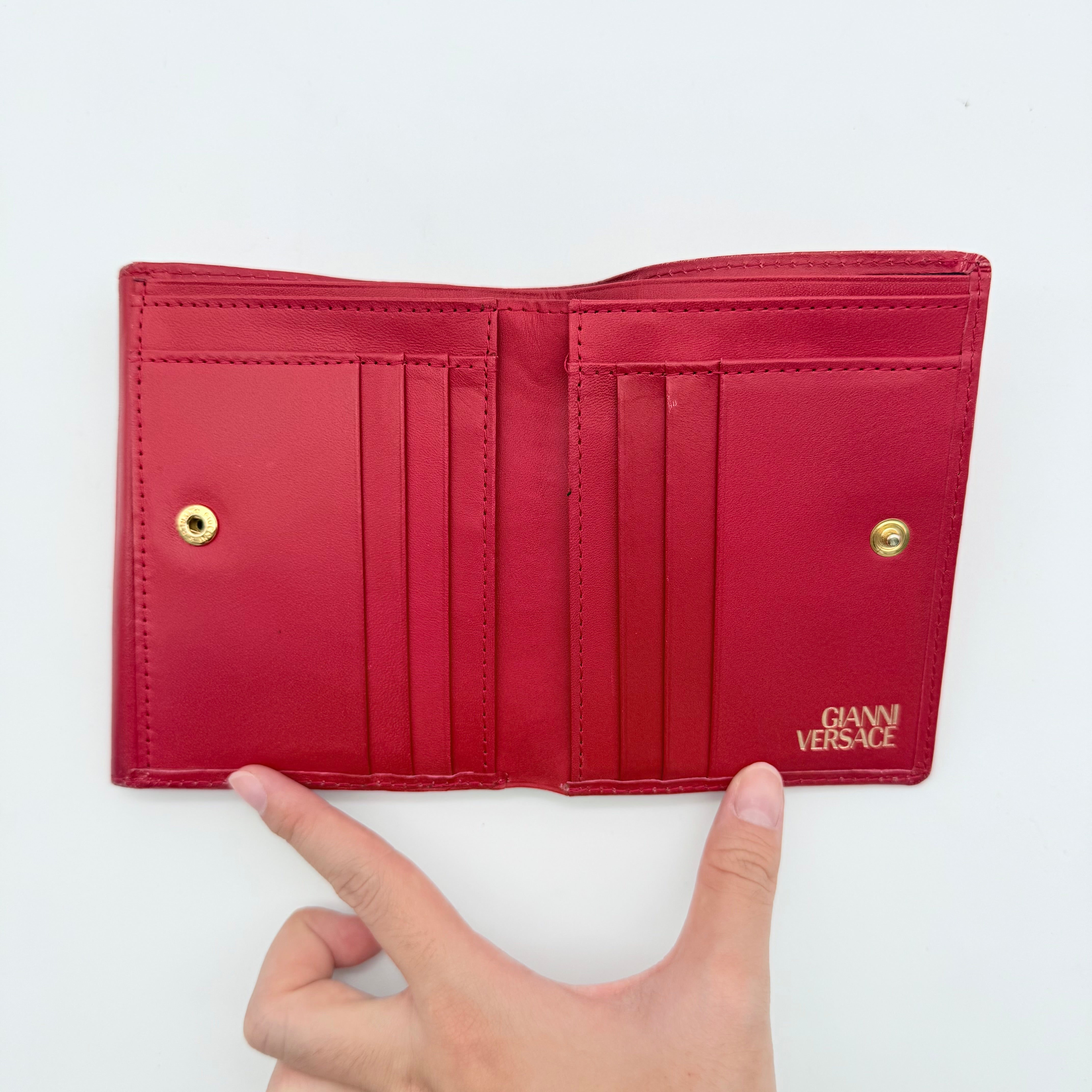 Versace Quilted Leather Wallet Red