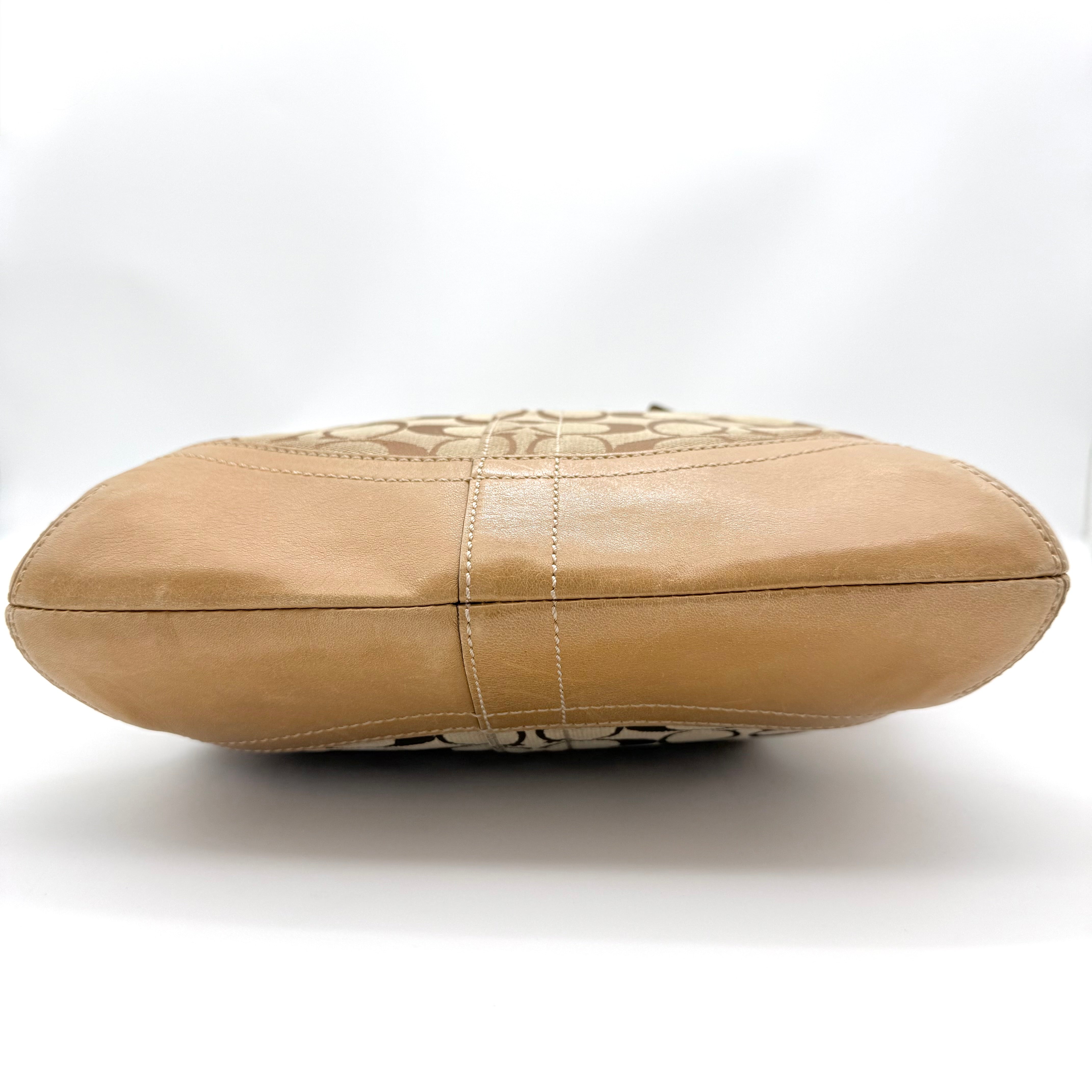 Coach 2Way Signature Canvas Shoulder Bag Beige/Tan