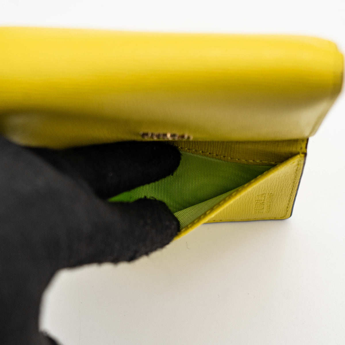 Furla Babylon Compact Leather Trifold Wallet Yellow
