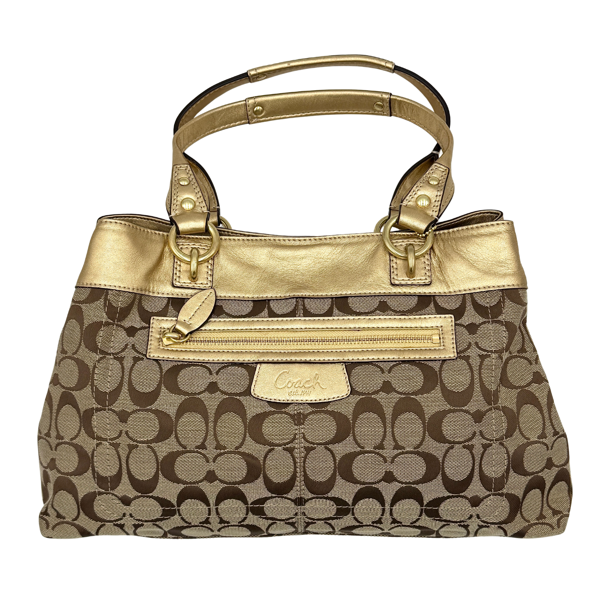 Coach Signature Penelope Shoulder Bag Beige/Gold