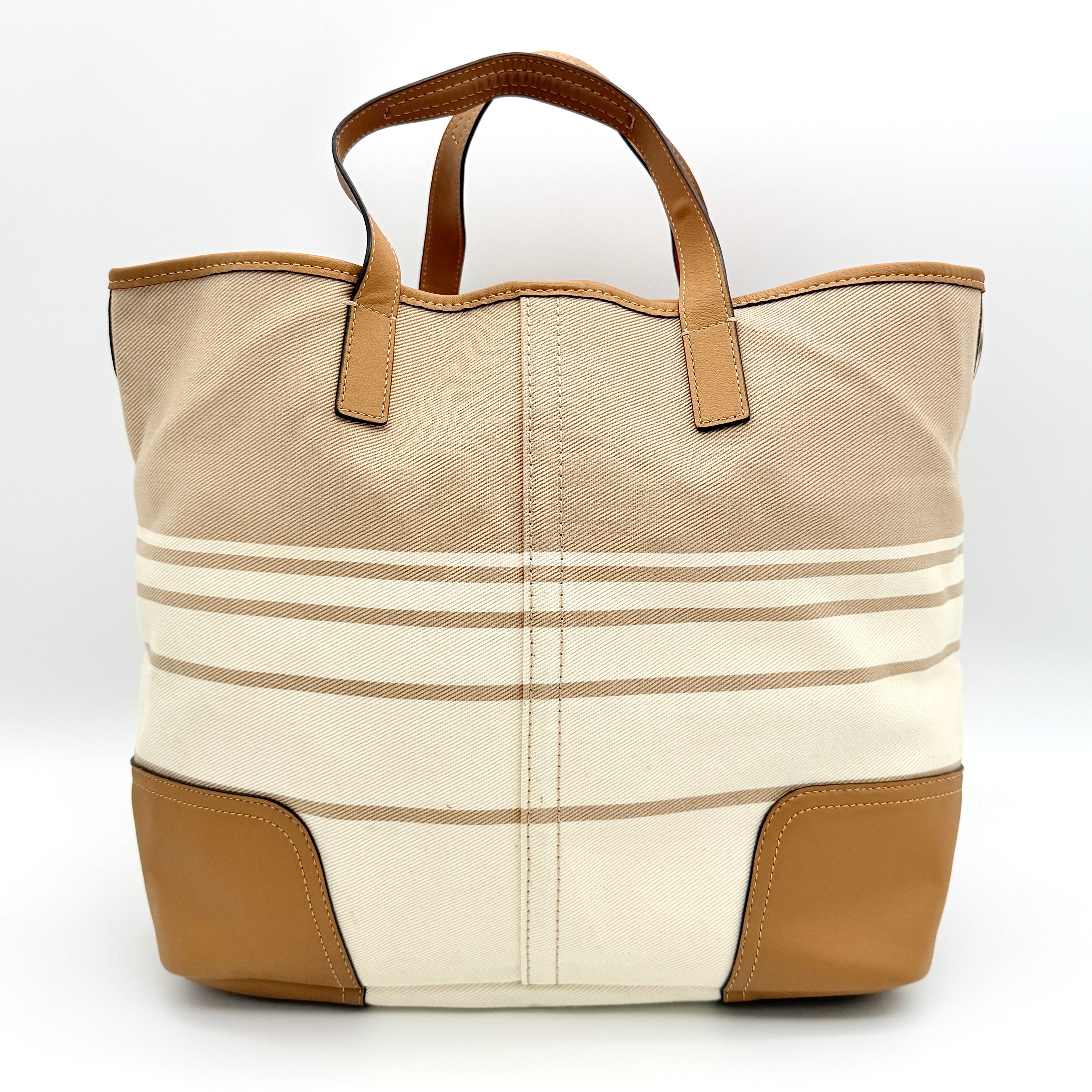 Coach 2Way Hadley Variegated Stripe Handbag Beige/Tan