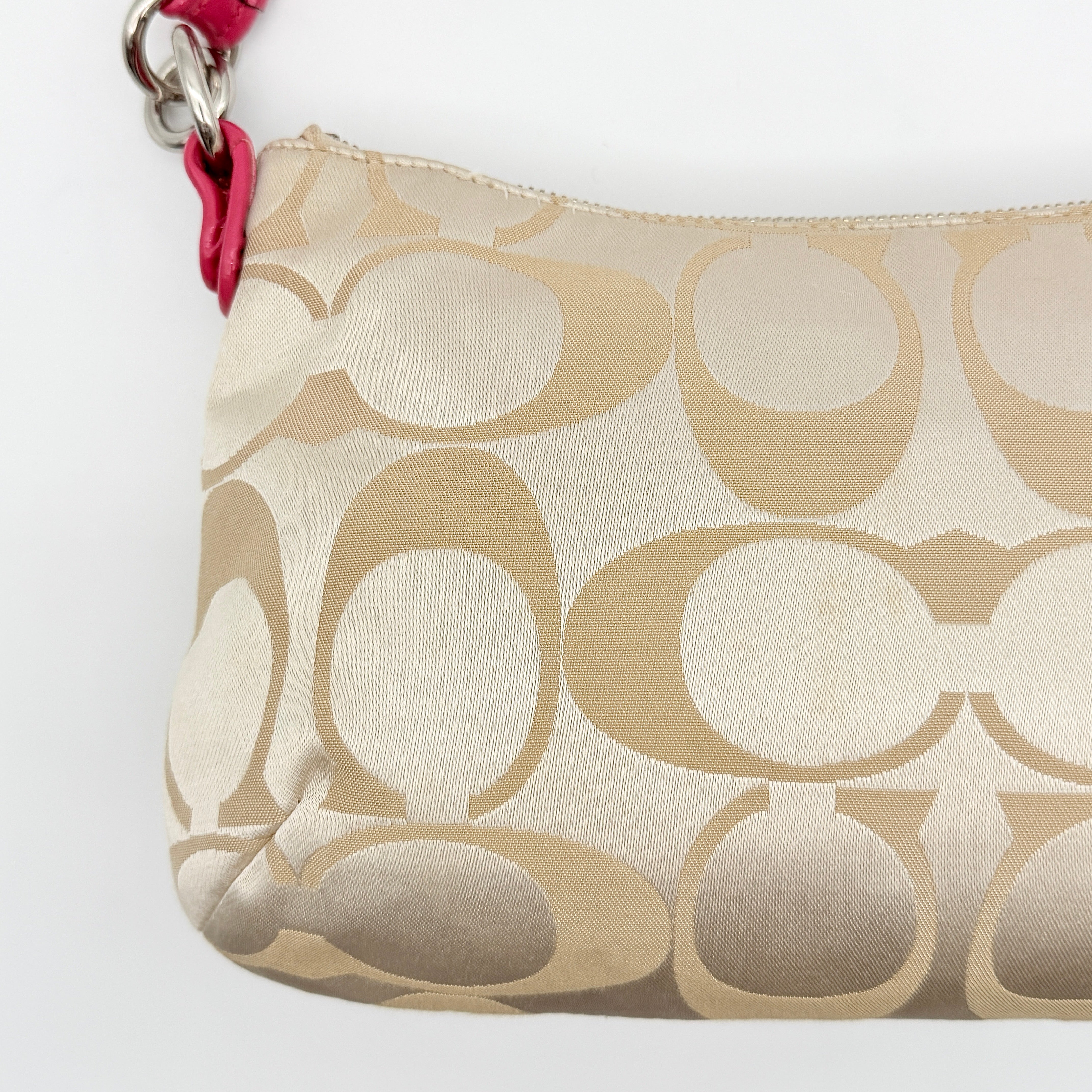 Coach 2Way Signature Shoulder Bag Beige/Pink