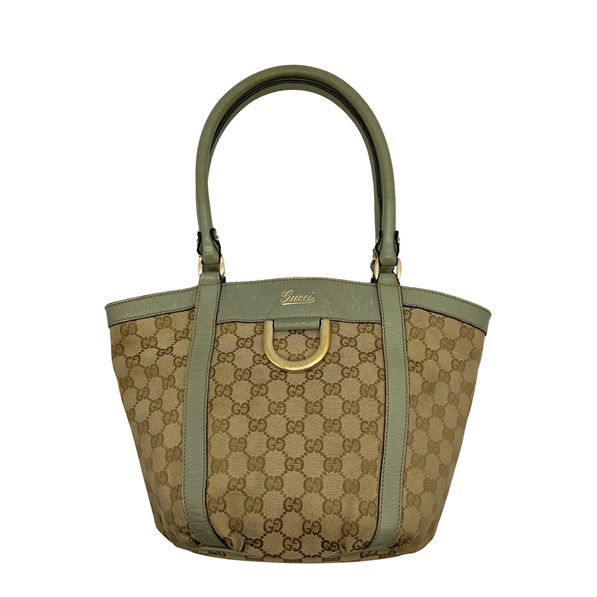 Gucci GG Monogram Abbey D-Ring Shoulder Bag Beige/Green
