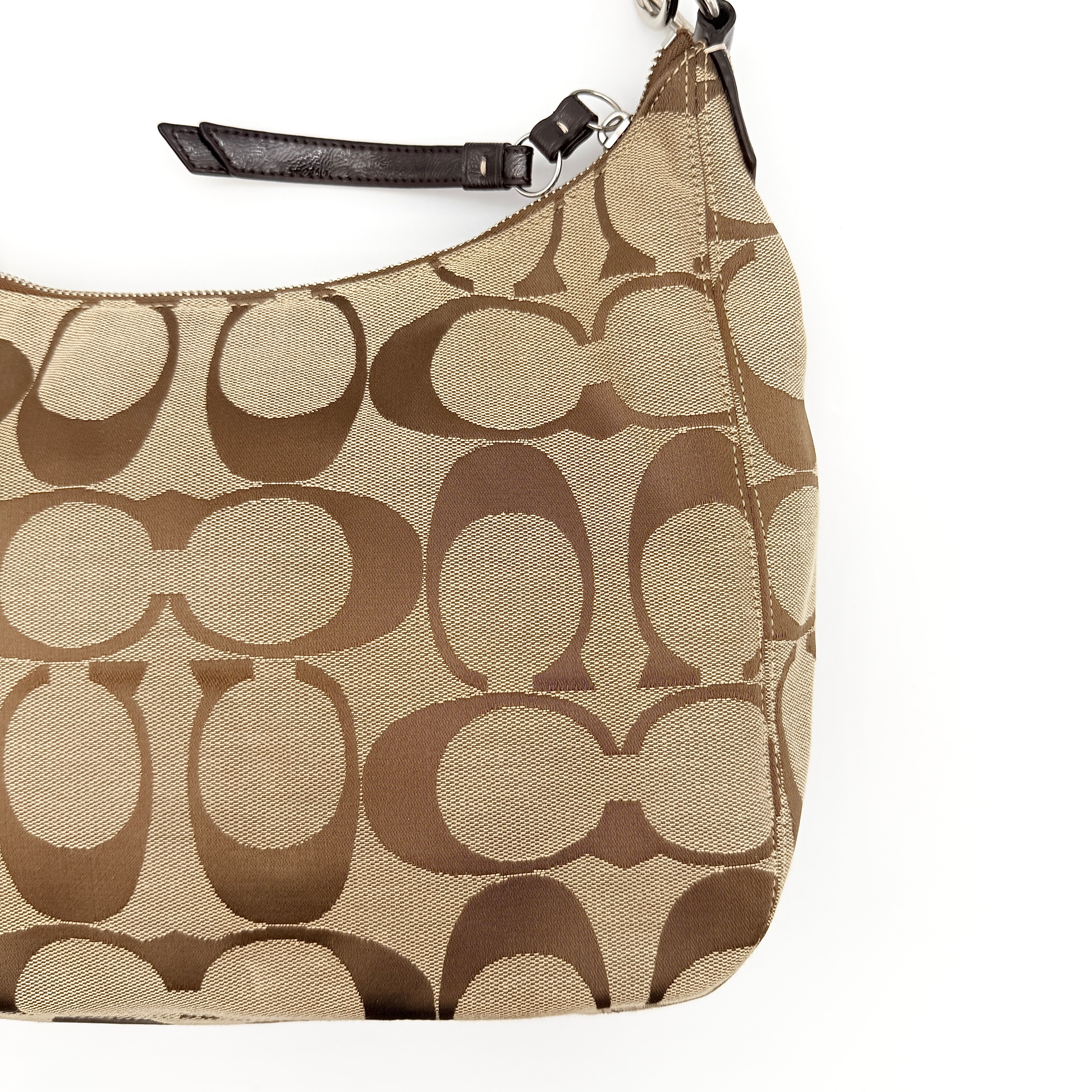 Coach Signature Stripe Shoulder Bag Brown/Beige