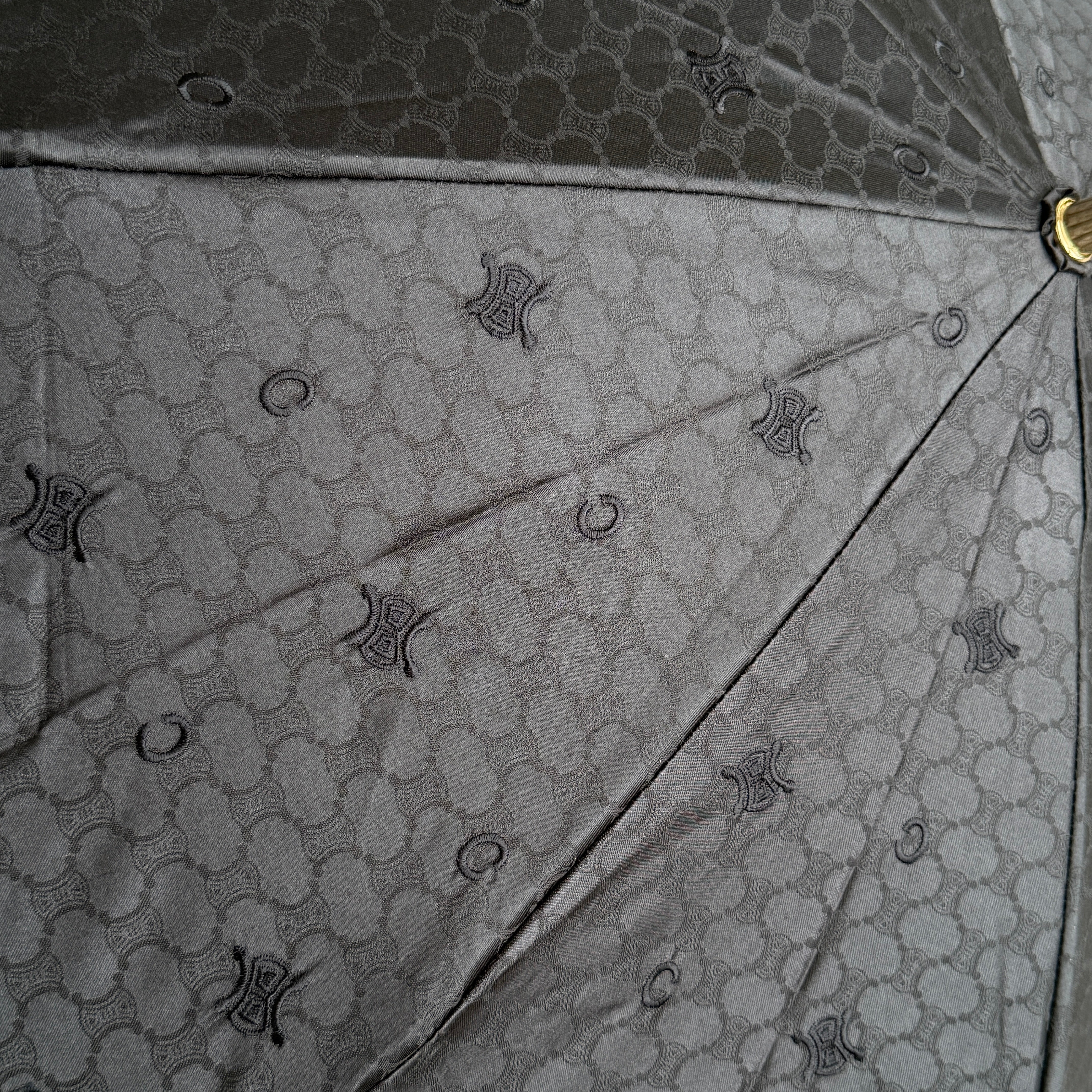 Celine Triomphe Monogram Umbrella Black