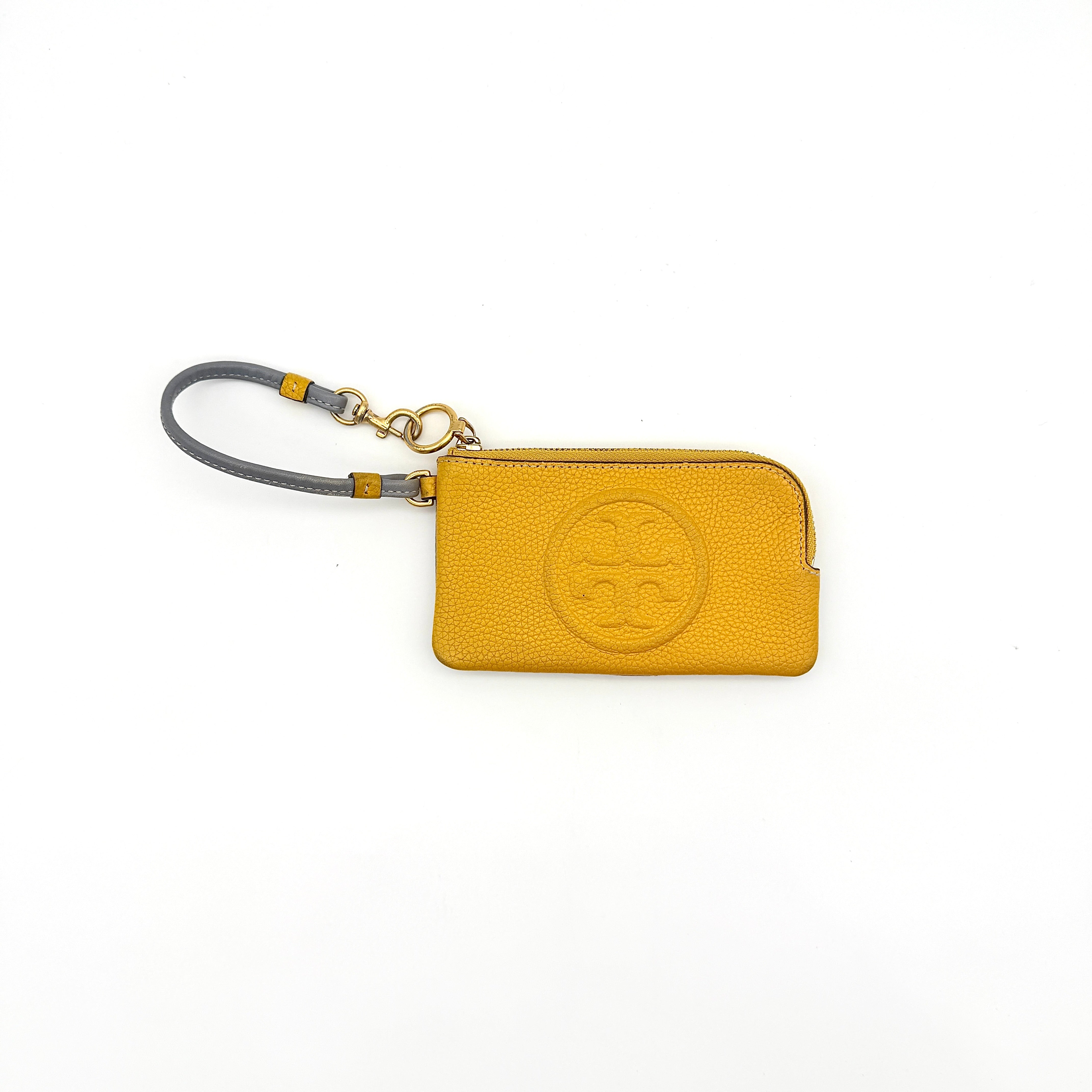 Tory Burch Perry Bombé Card Case Wristlet Yellow/Light Blue