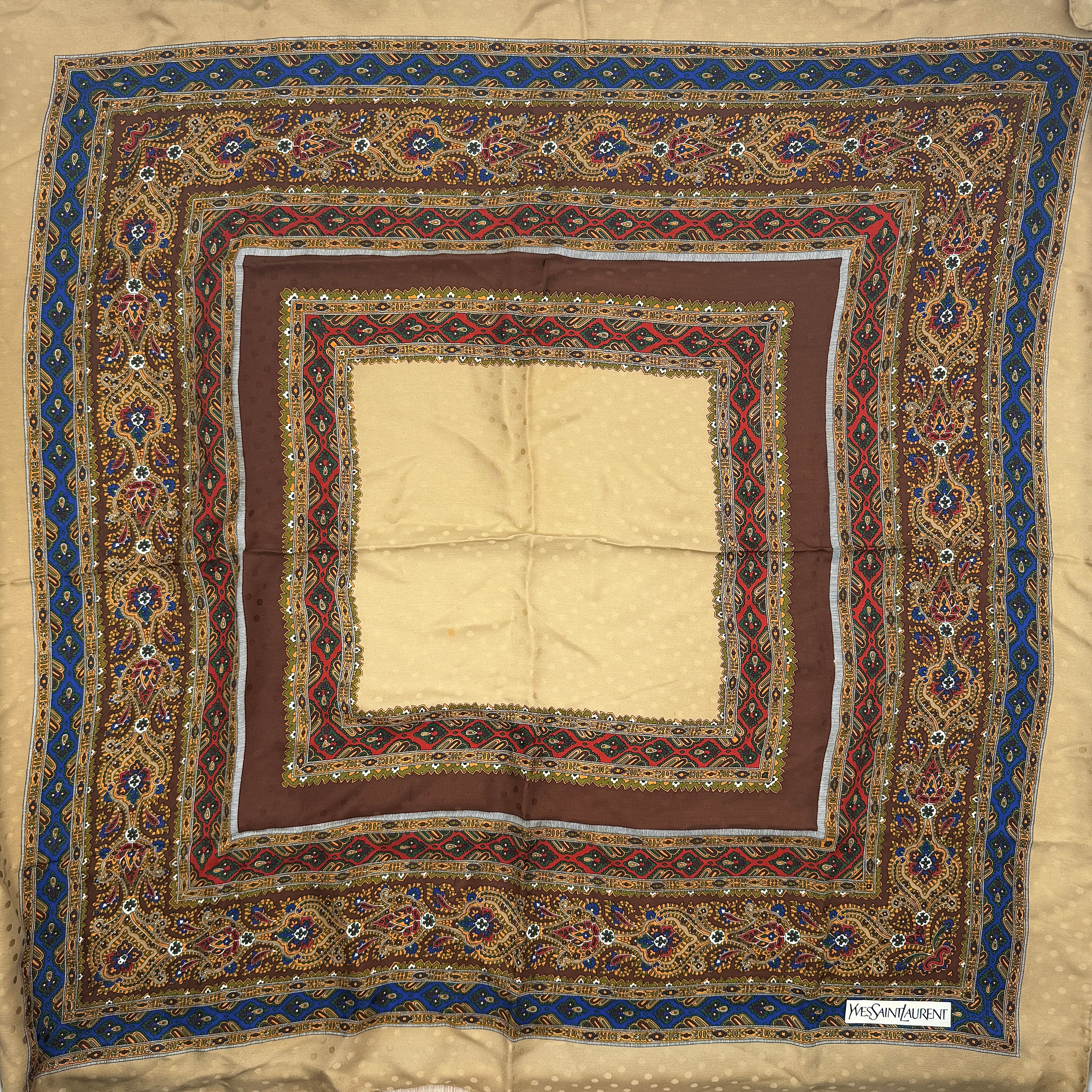 YSL Saint Laurent Paisley Silk Scarf Multicolor