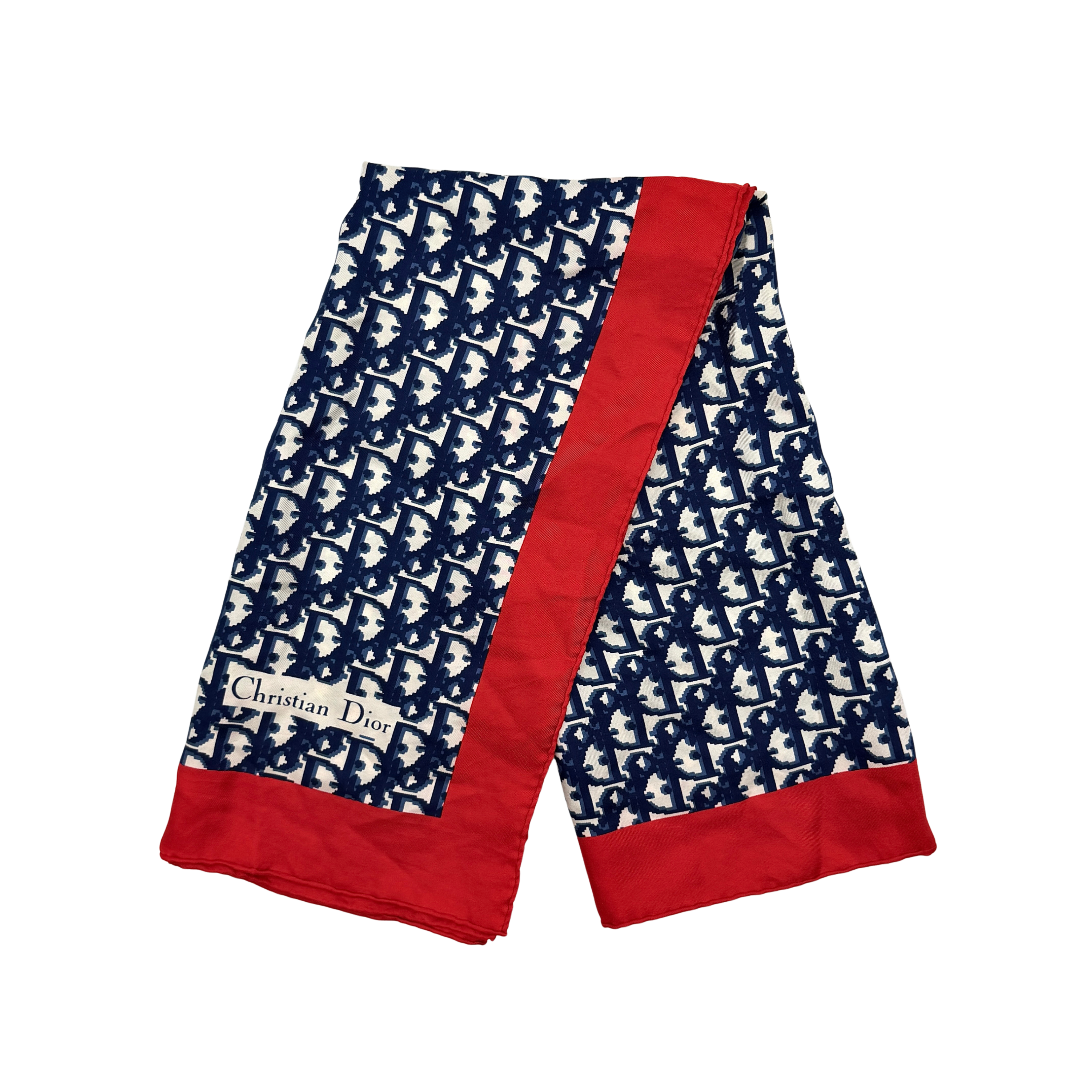 Dior Monogram Silk Scarf Navy/Red