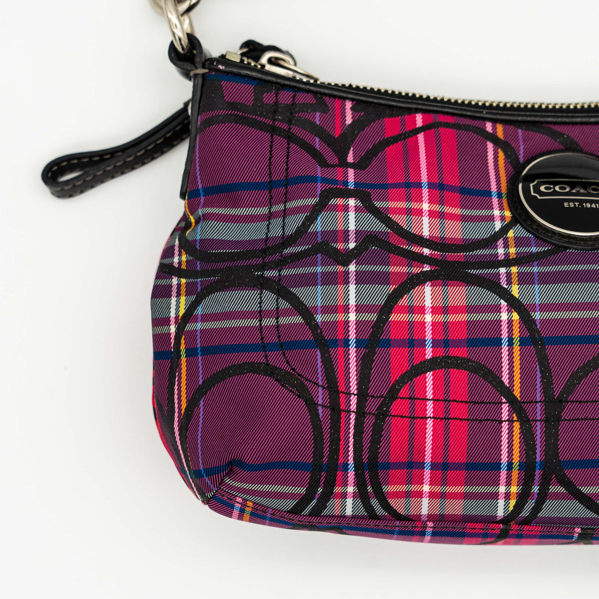 Coach 2Way Signature Poppy Tartan Shoulder Bag Multi
