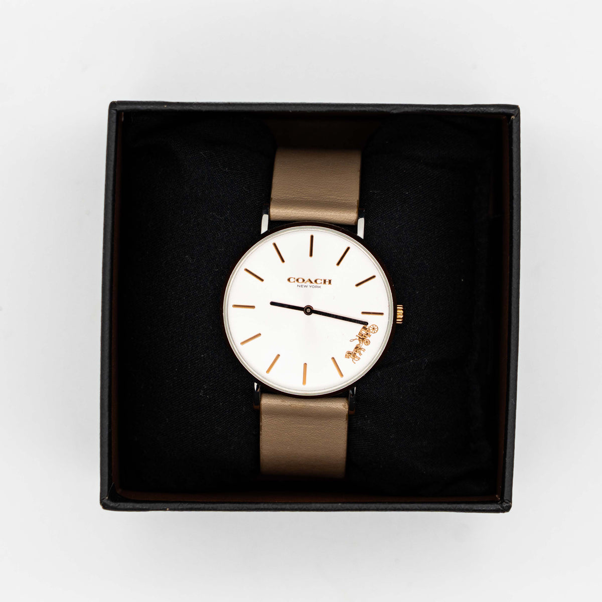 Coach Perry White Dial Watch Light Brown