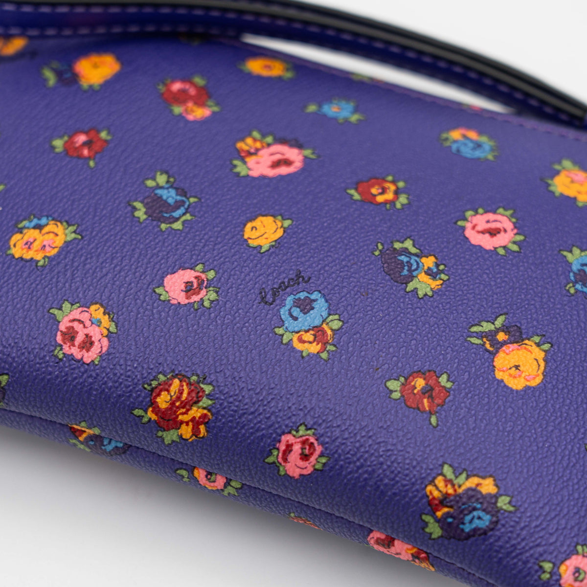Coach Floral Corner Zip Wristlet Purple