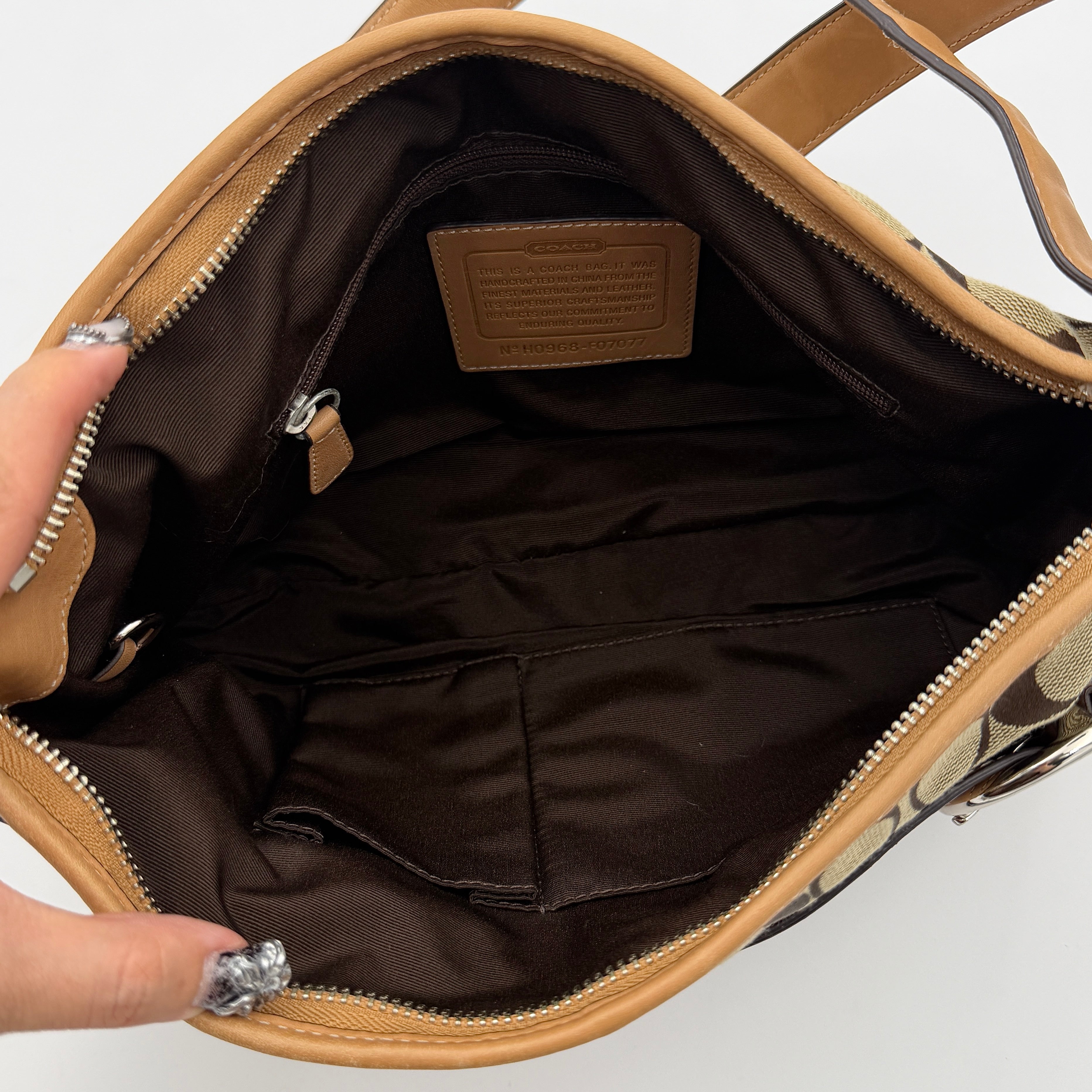 Coach 2Way Signature Sufflette Shoulder Bag Beige