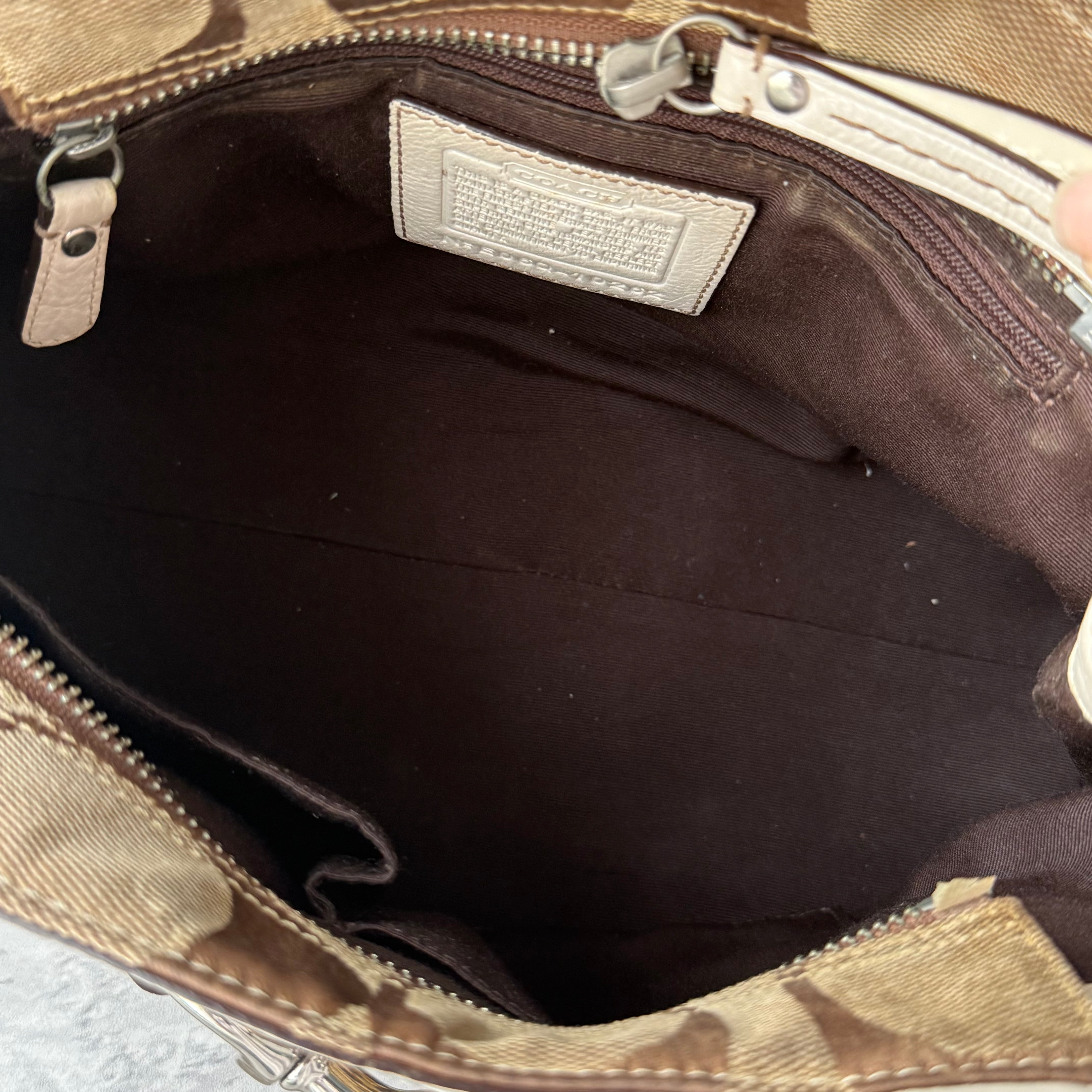 Coach Signature Sufflette Stripe Handbag Multicolor Brown