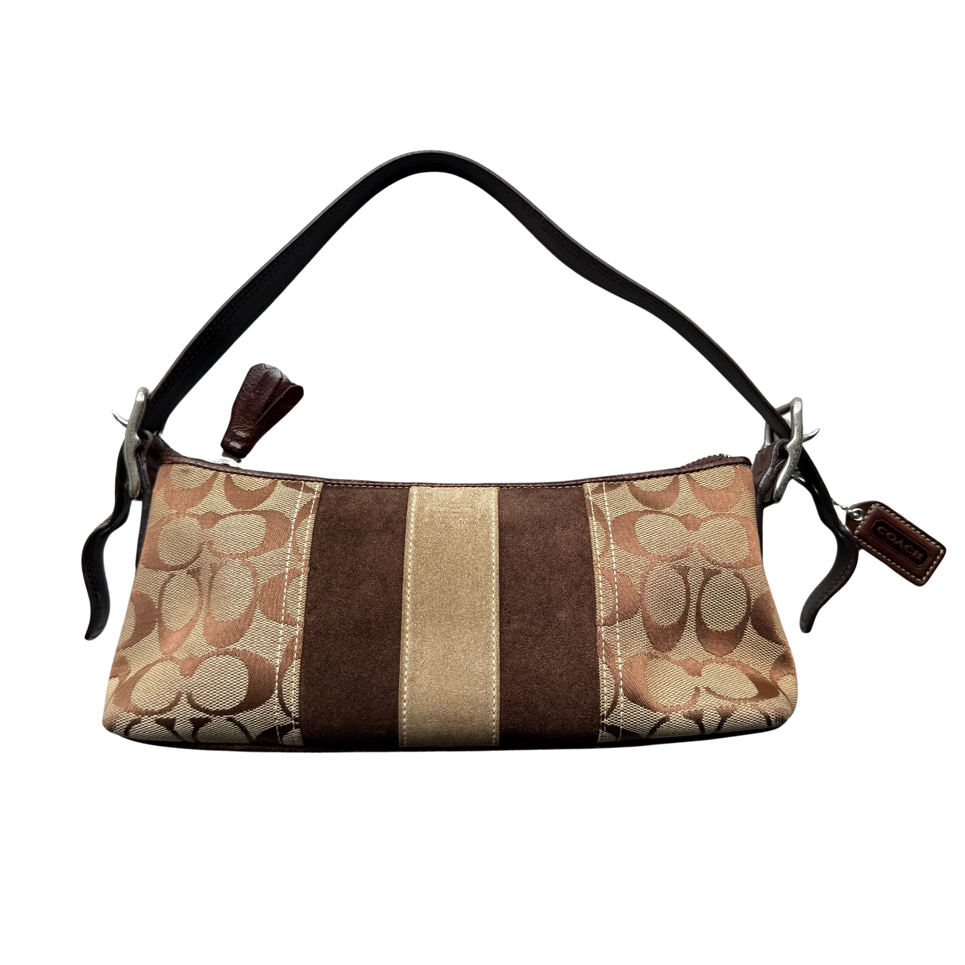 Coach Y2K Stripe Demi Baguette ShoulderBag Brown/Beige
