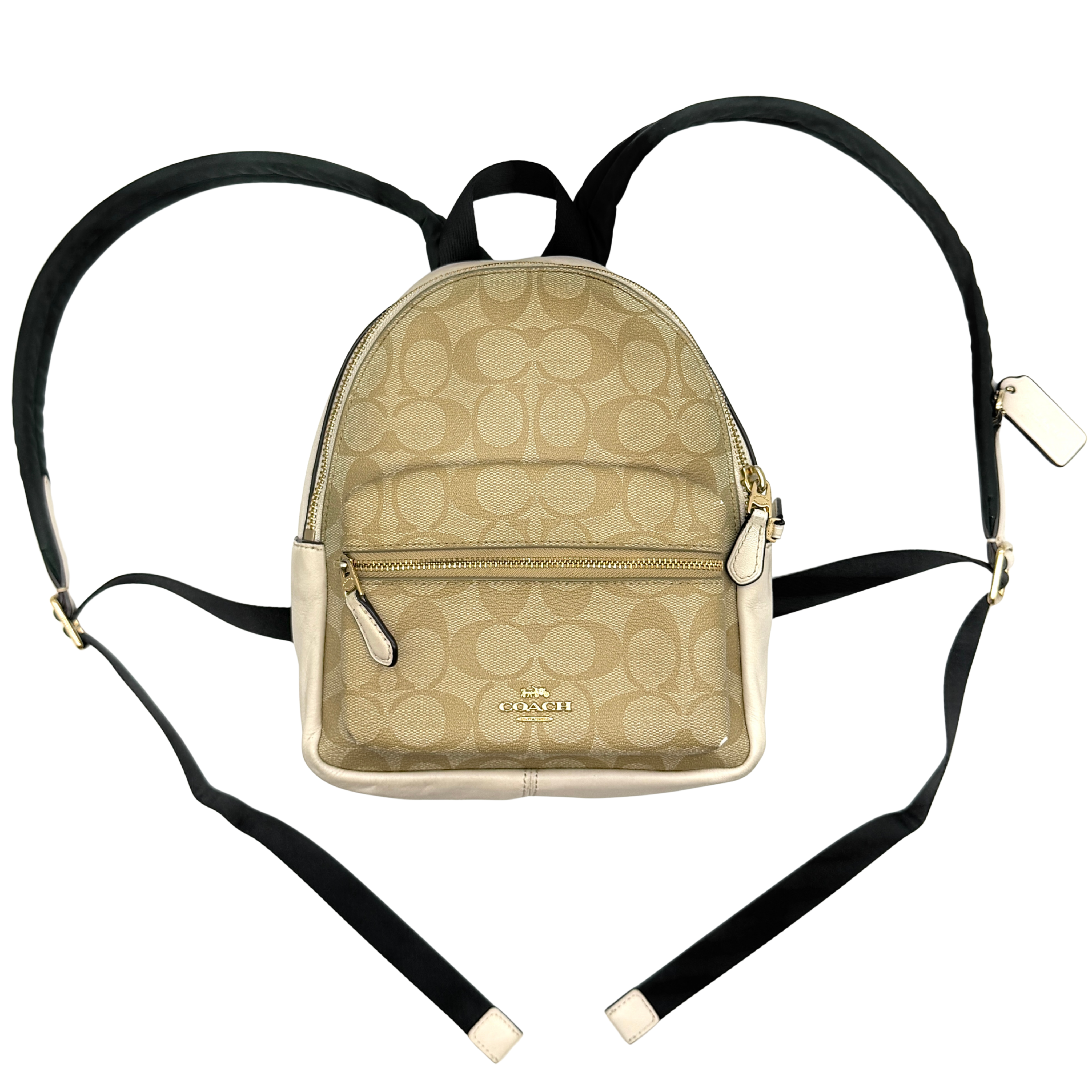 Coach Signature Mini Charlie Backpack Beige/White