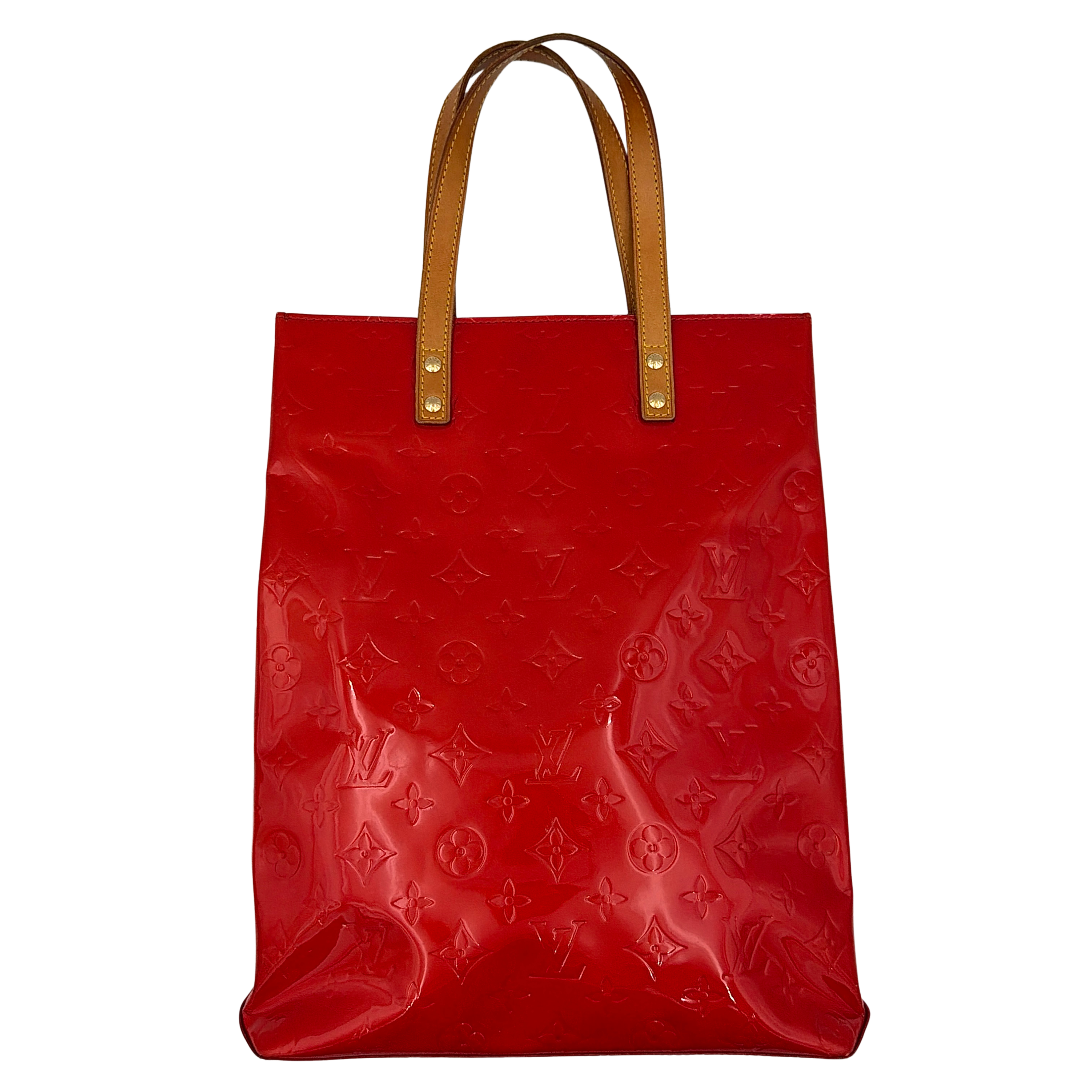 Louis Vuitton Monogram Vernis Reade MM Tote Bag Red