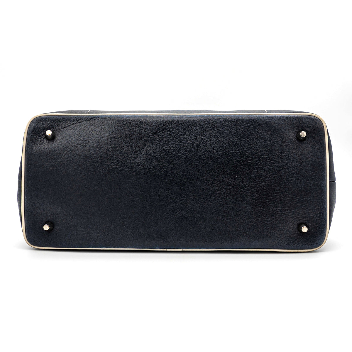 Coach Hampton Leather Shoulder Bag Navy Blue/Ivory
