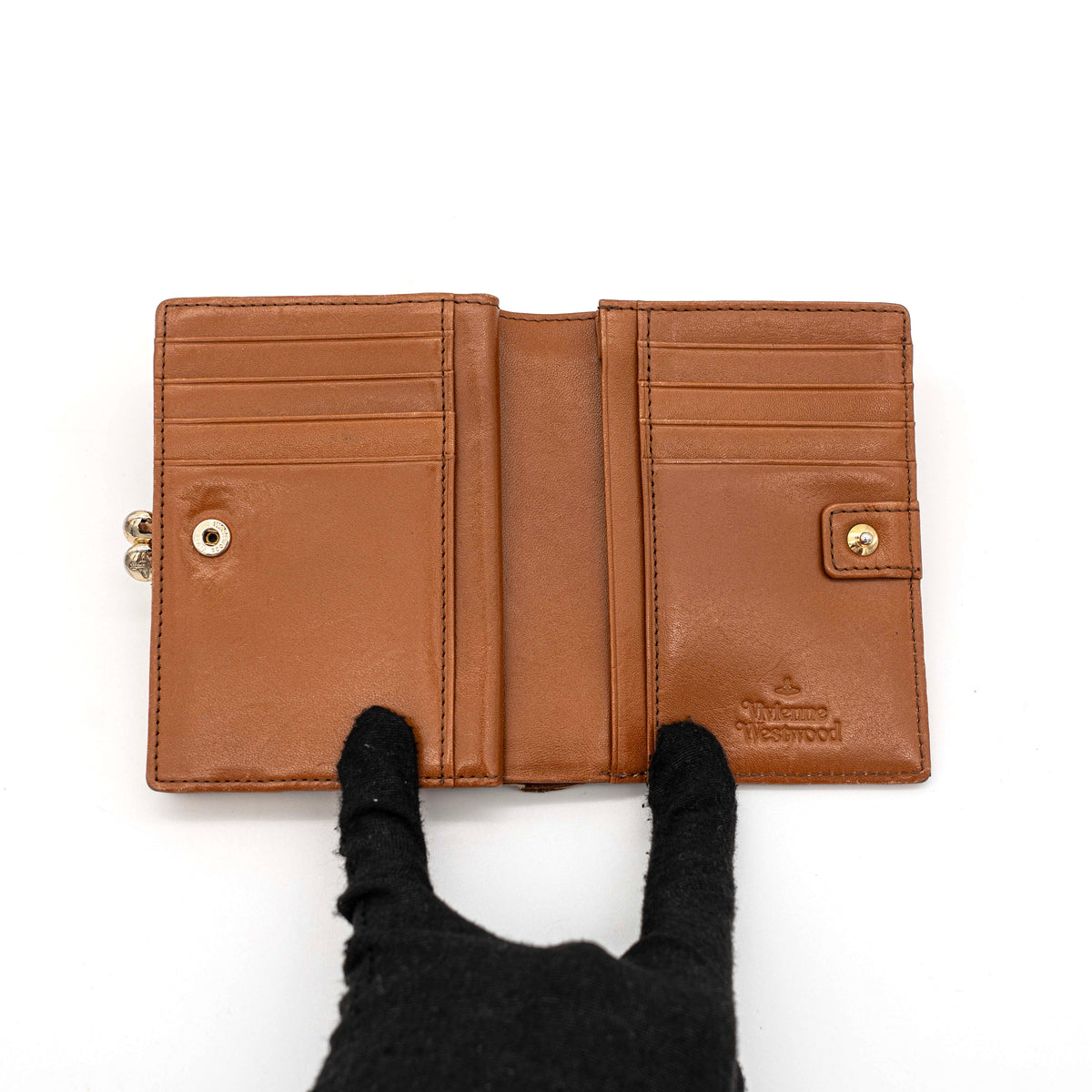 Vivienne Westwood Bridal Box Kisslock Bifold Wallet Brown