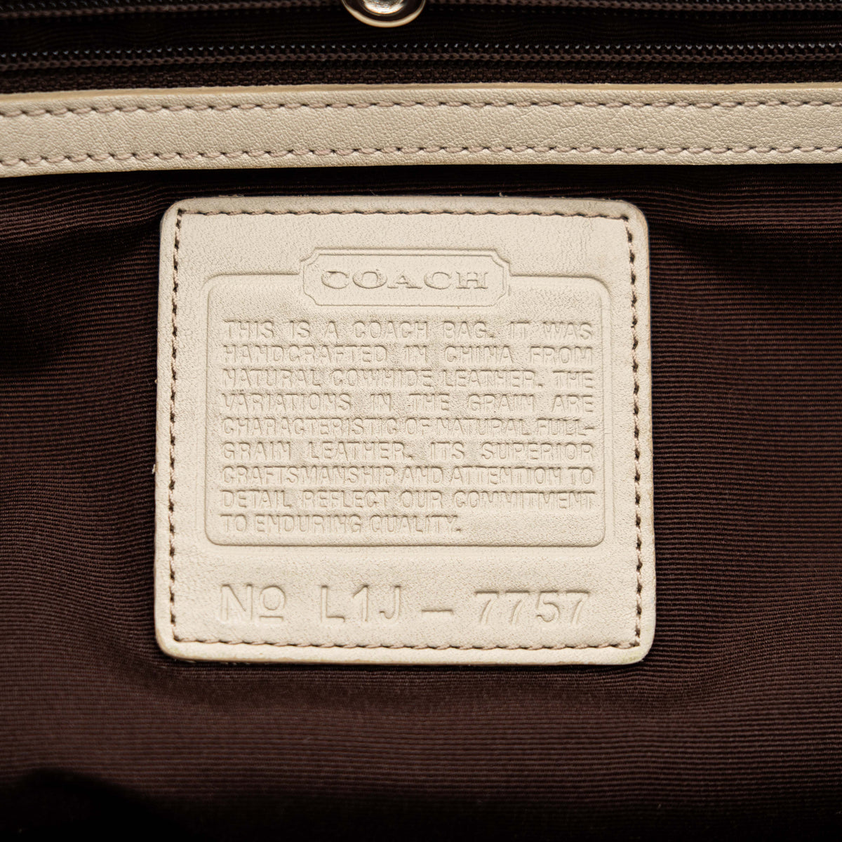 Coach Hampton Leather Shoulder Bag Navy Blue/Ivory