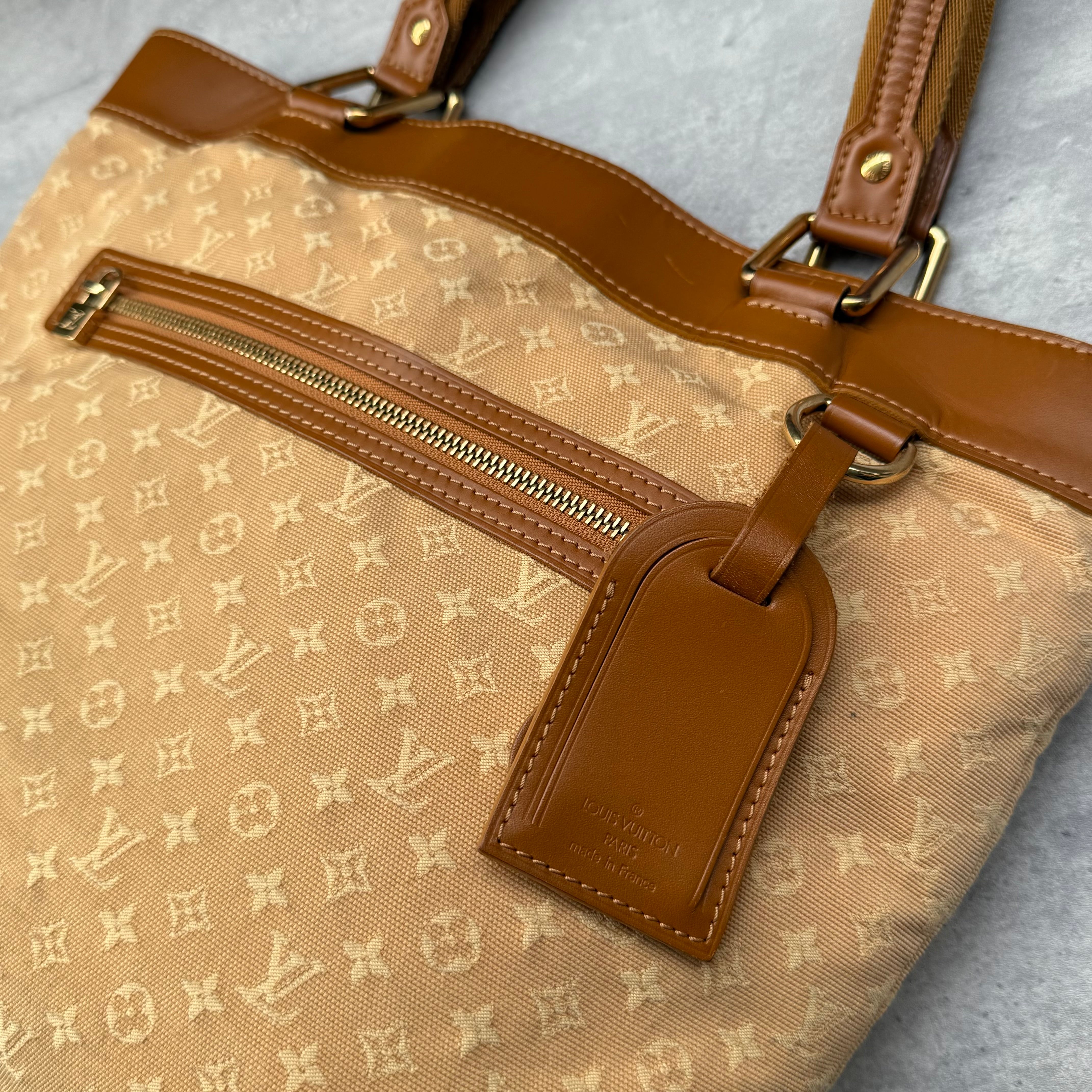 Louis Vuitton Mini Lin Monogram Lucille GM HandBag Beige/Caramel
